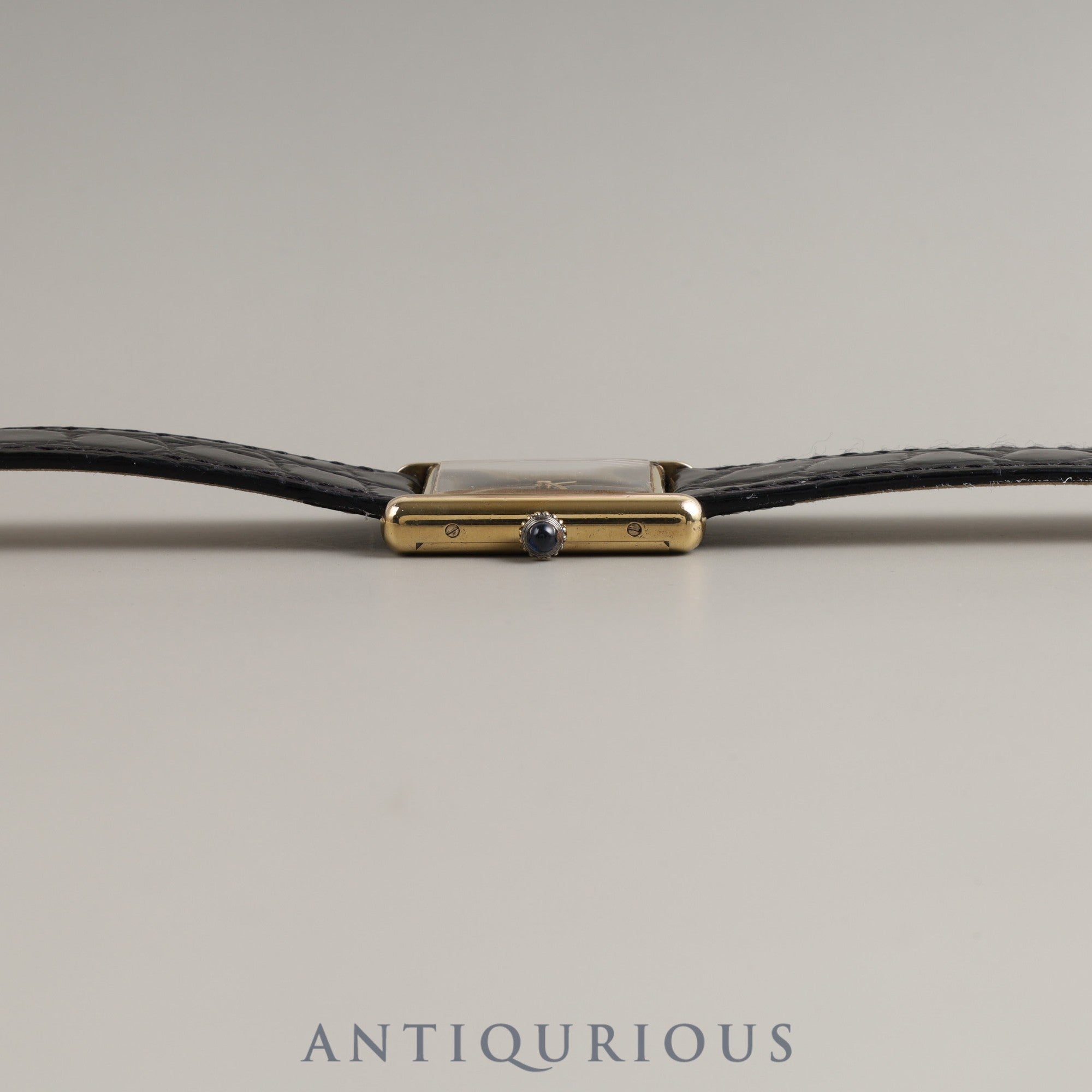 Cartier Must Tank LM Manual winding 925 Leather Genuine buckle (GP) Black onyx dial Overhauled