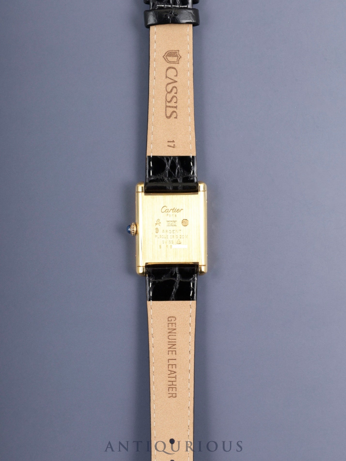 カルティエ マストタンク LM 手巻き Cal.78-1 SV925 革 純正尾錠(GP) ラピスラズリ文字盤(SWISS表記) オーバーホール済み 新品仕上げ済み
