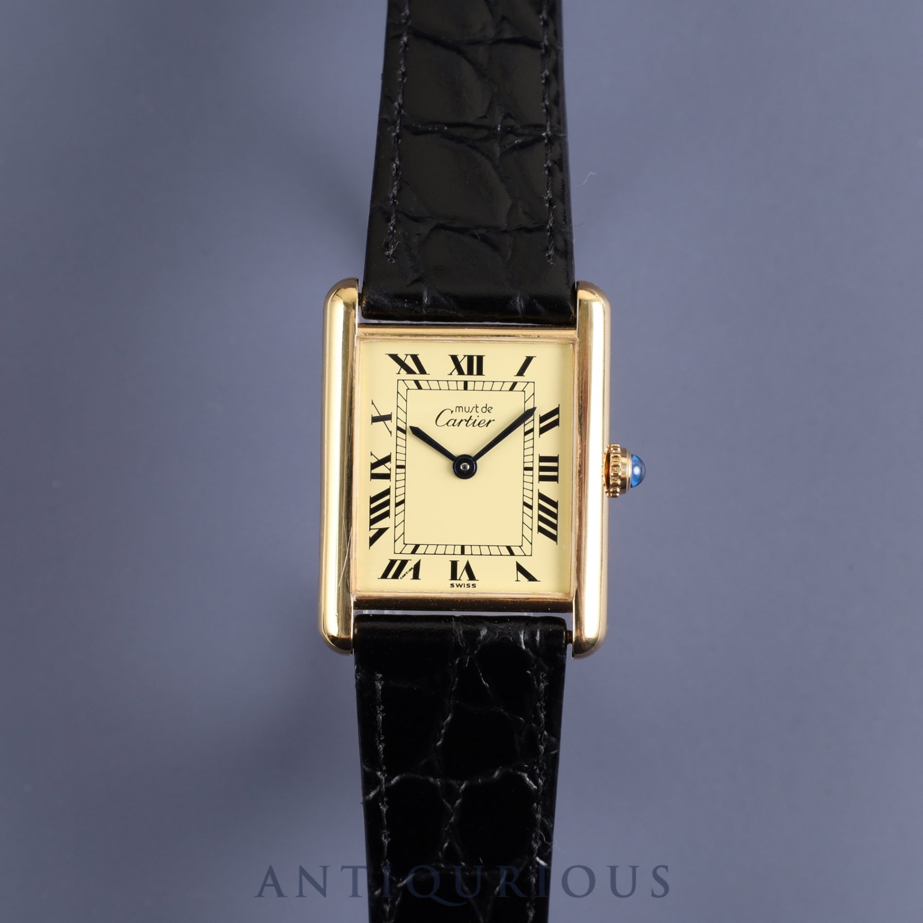 Cartier Must Tank LM 590005 Quartz Cal.90 SV925 Leather Genuine Buckle (GP) Ivory Roman Dial Overhauled and Finished to Like New