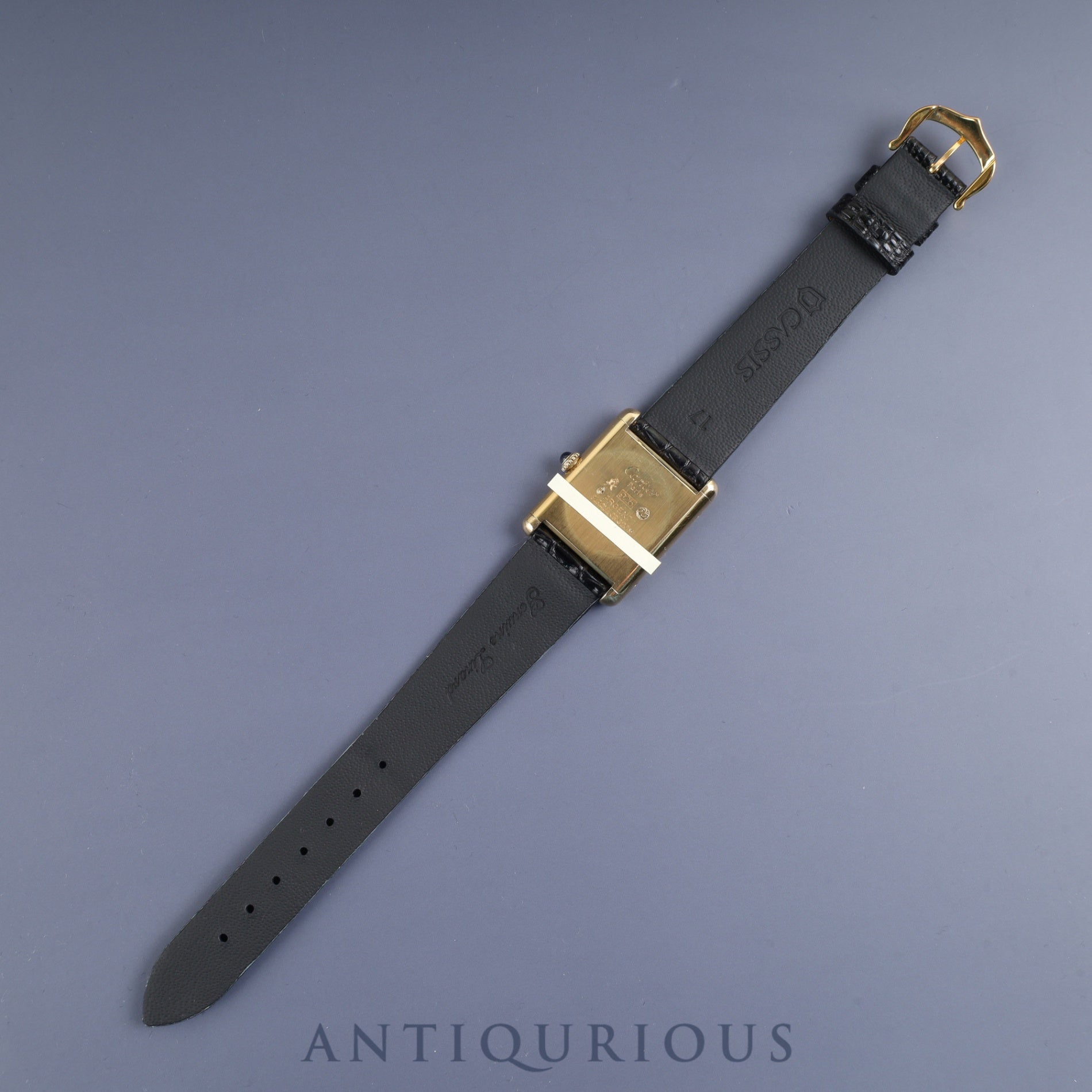 Cartier Must Tank LM Manual Winding Caliber 78-1 SV925 Leather Strap with Genuine GP Buckle, Onyx Dial, Circa 1976-1981, Overhauled