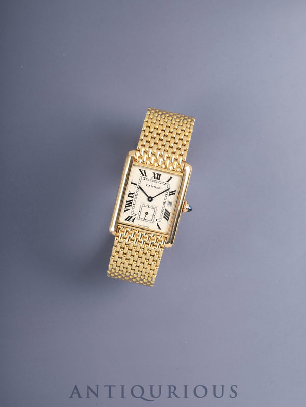 カルティエ タンクルイカルティエ LM W15023A3 / 8110 クォーツ Cal.11 750YG 750YG アイボリーローマン文字盤 箱(内部劣化 / 枕無し) 冊子 保証書(無記載)オーバーホール済み