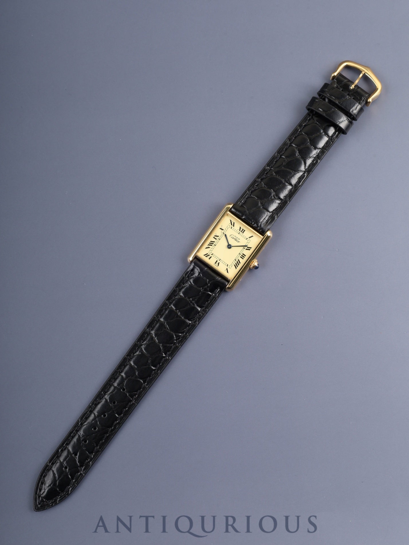 カルティエ マストタンク LM 590005 クォーツ Cal.90 SV925 革 純正ピンバックル(GP)アイボリーローマン文字盤(SWISS表記) 箱 冊子 保証書(無記載)オーバーホール済み