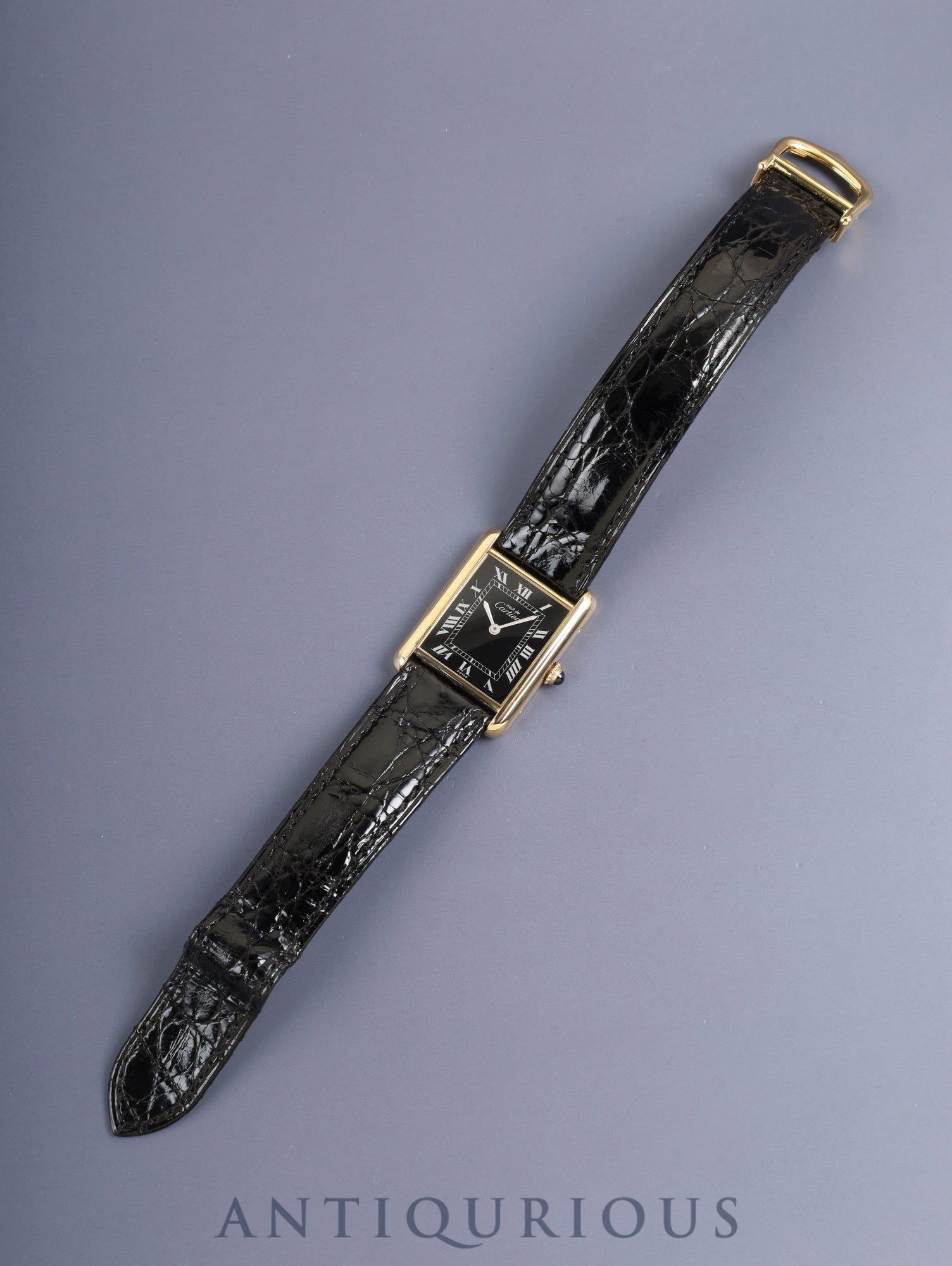 Cartier Must Tank LM 81974913 Manual Winding Cal.78-1 SV925 Original Leather Strap Original D-Buckle (GP) Black Roman Dial (SWISS marking) Overhauled