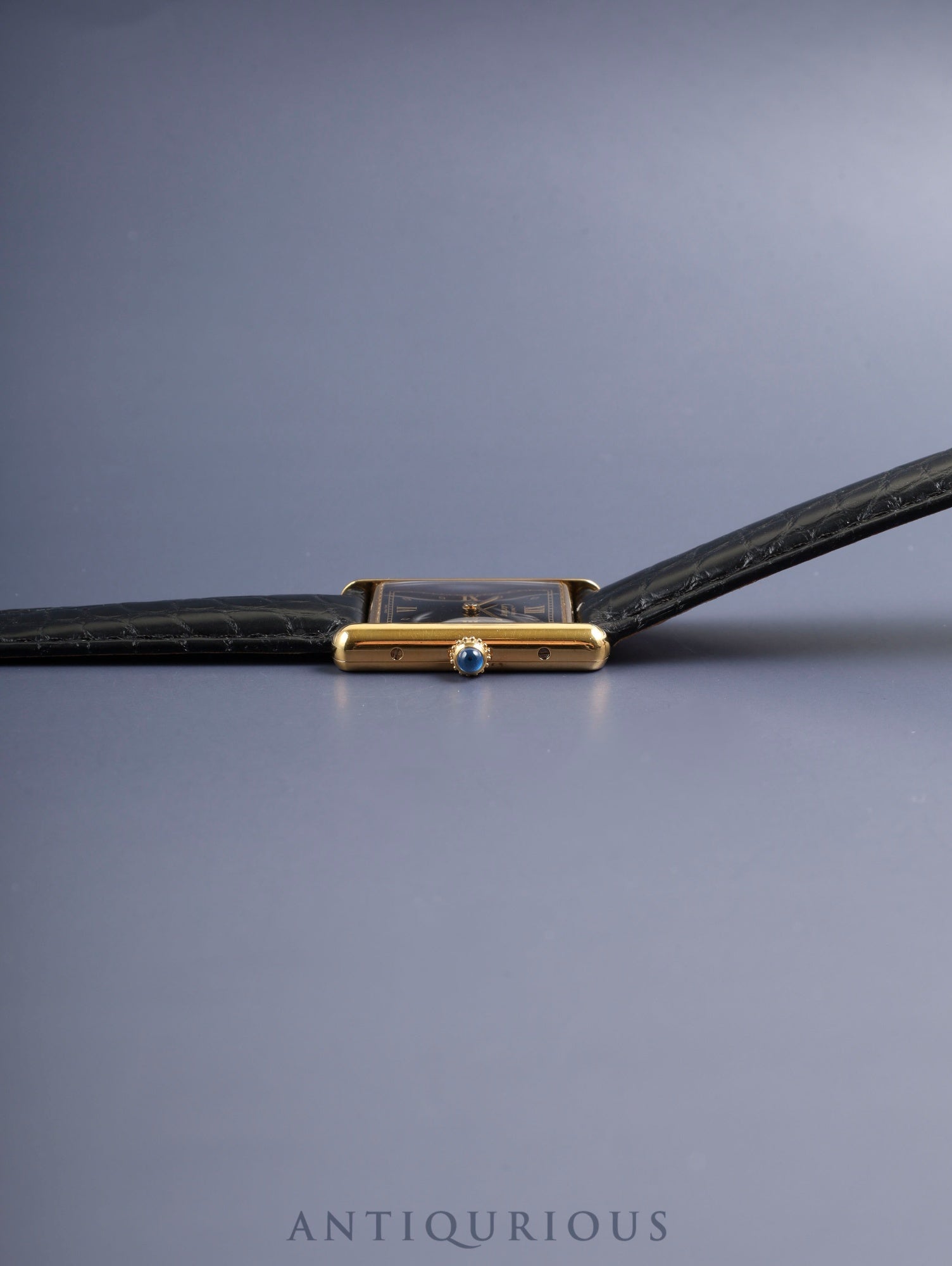 カルティエ マストタンク LM 590005 クォーツ SV925 革 純正Dバックル(GP) ブラック飛びローマン文字盤(SWISS MADE表記) カルティエブティックにてコンプリートサービス済み