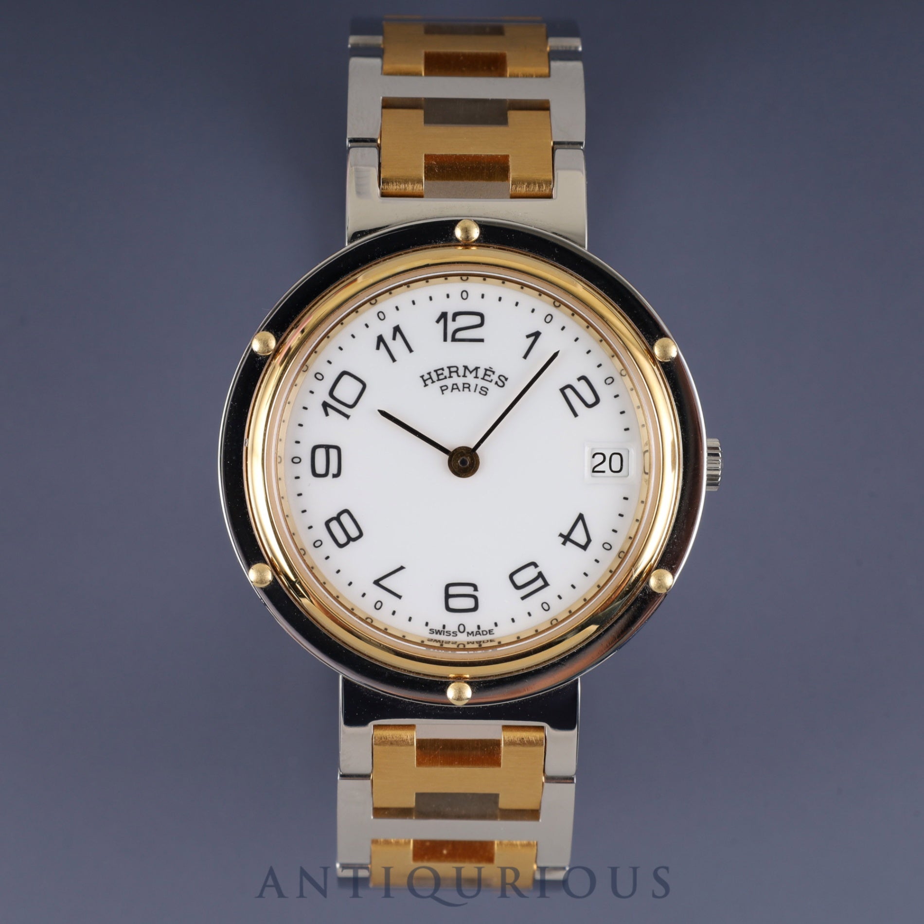 Hermes Clipper 48 03 Quartz SS/GP SS/GP White Dial Overhauled