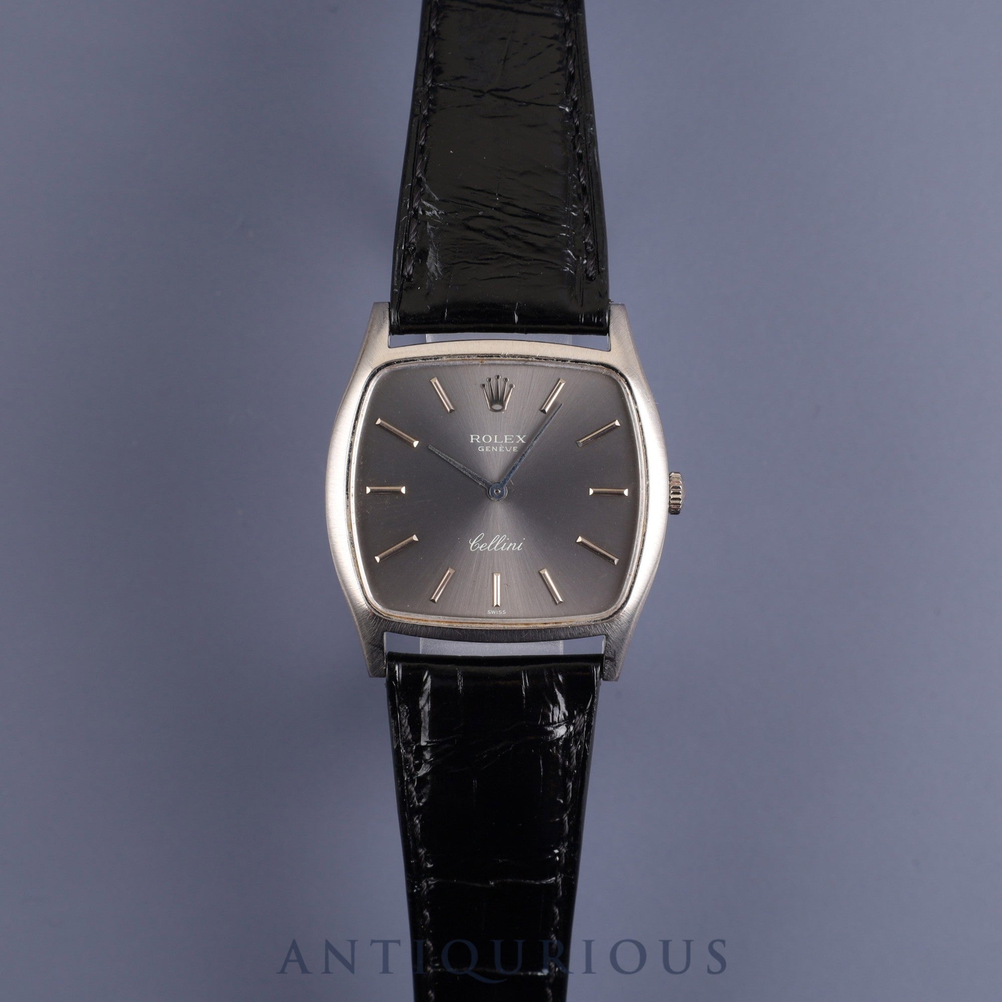 Rolex Cellini 3805 Manual winding Cal.1600 750WG Leather Genuine buckle (SS) Grey dial No. 27 (1969) Overhauled