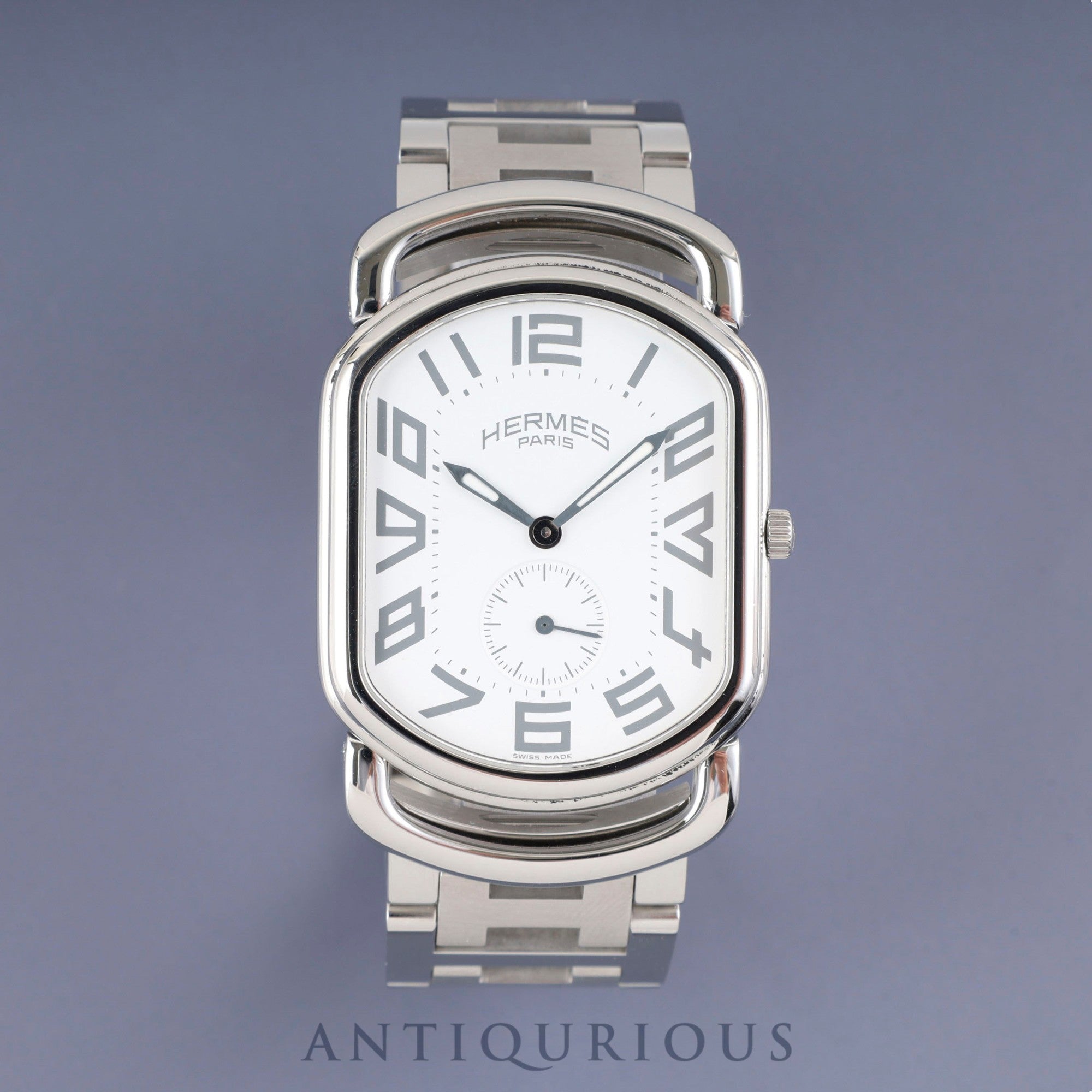 Hermes Rallye RA1.810 Quartz Cal.980.163 Stainless Steel White Dial Box Warranty Card Overhauled