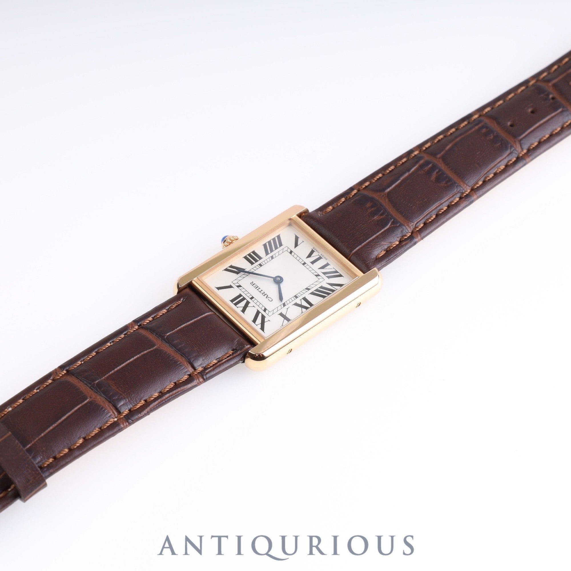 Cartier Tank Solo LM QZ W5200025 / 3167 PG/SS Leather Genuine Buckle (750) Silver Dial