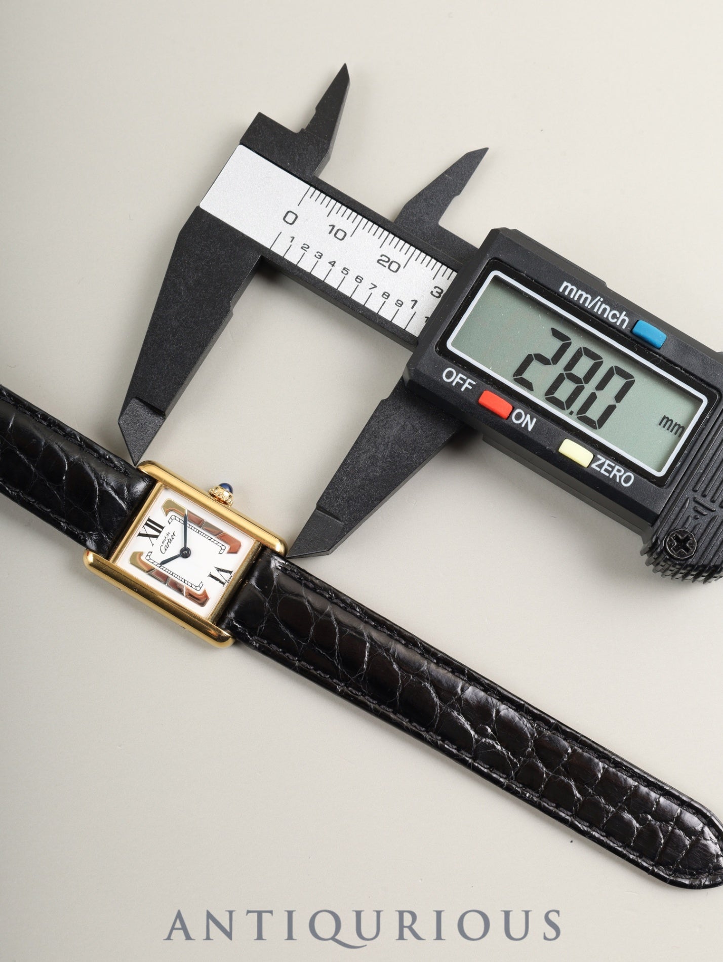 Cartier Must Tank SM 1613 Quartz Caliber 057 SV925 Leather Watch with Genuine D-Buckle (GP) and Side Trinity Dial (SWISS Markings), Circa 1982-1995, Box, Genuine Leather Strap, Overhauled