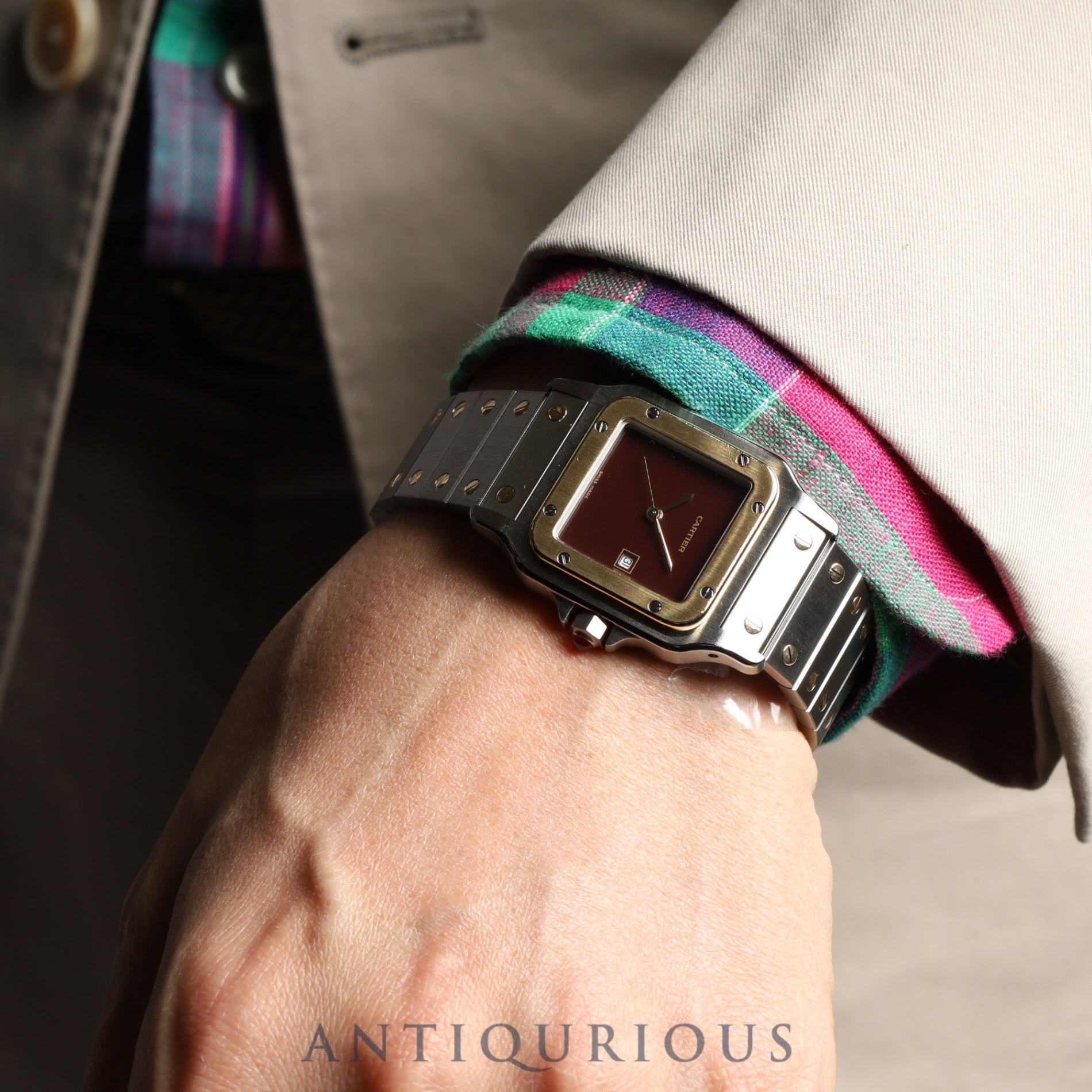 Cartier Santos Galbee LM AC23.80gr OR 0.750 4.05gr Automatic SS/YG SS/YG Garnet dial Bordeaux dial Complete service (full maintenance) completed at Cartier boutique