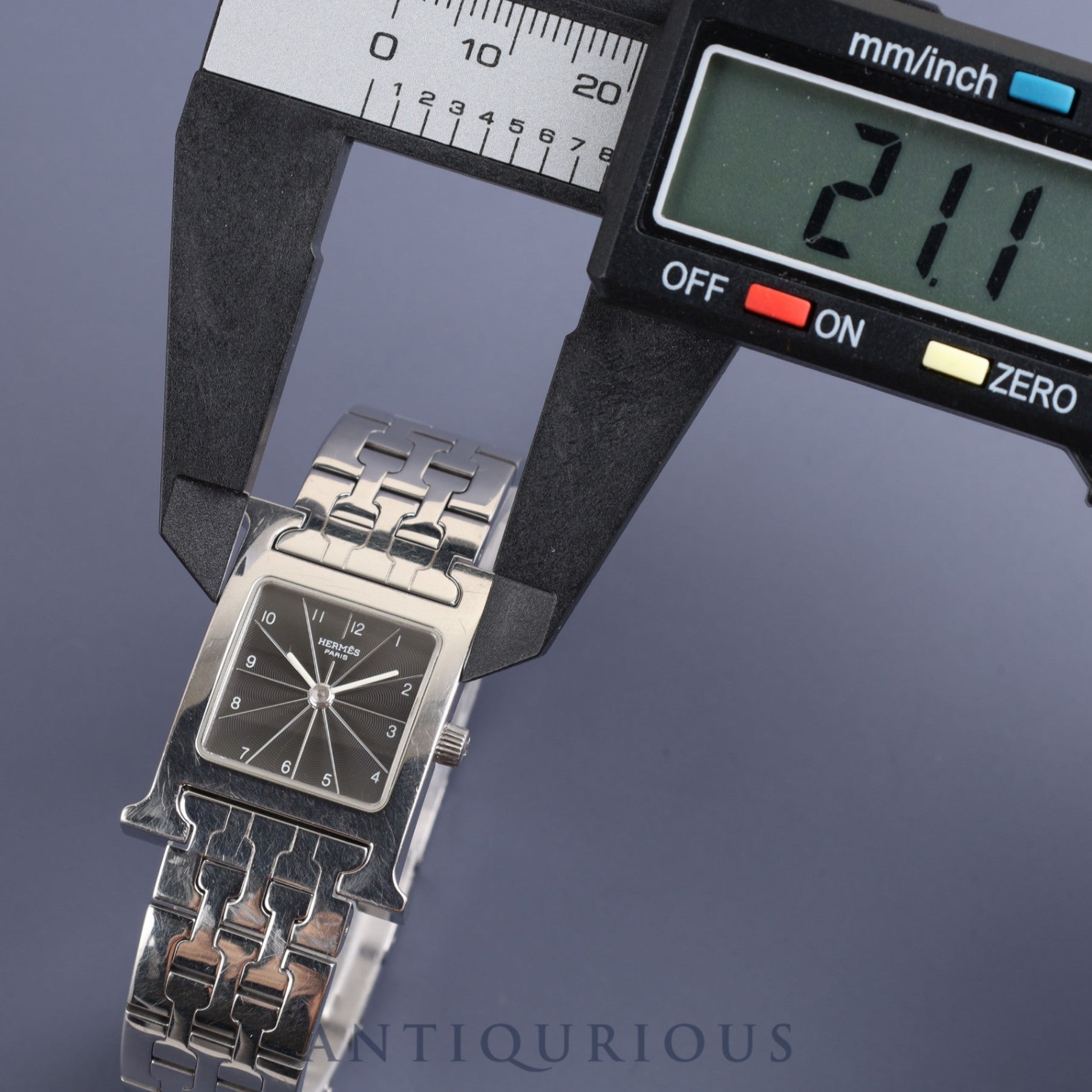 エルメス Hウォッチ HH1.210 クォーツ SS SS ブラックギョーシェ文字盤 オーバーホール済み
