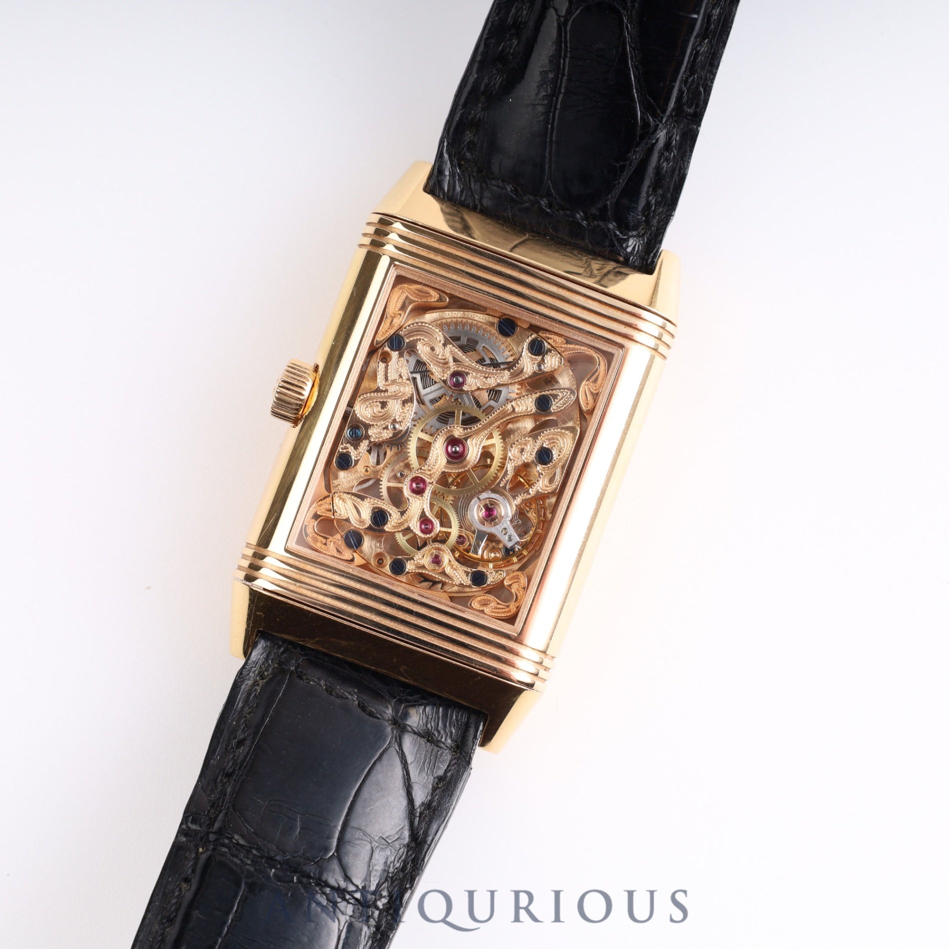 Jaeger-LeCoultre Big Reverso Art Deco 270.2.62 Manual winding Cal.822AD PG Genuine leather strap Genuine buckle (750) Silver / Skeleton dial Box