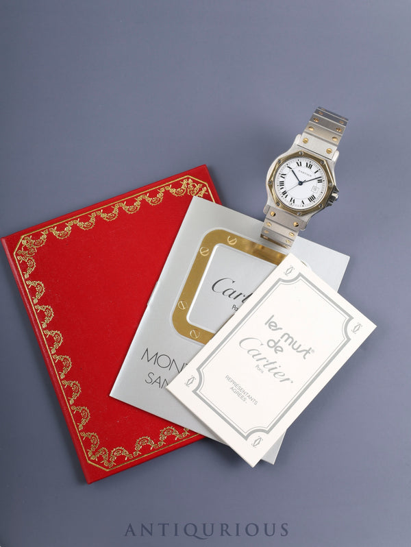 カルティエ サントス オクタゴン LM 2966 自動巻き Cal.077 SS/YG SS/YG ホワイトローマン文字盤 冊子 オーバーホール済み