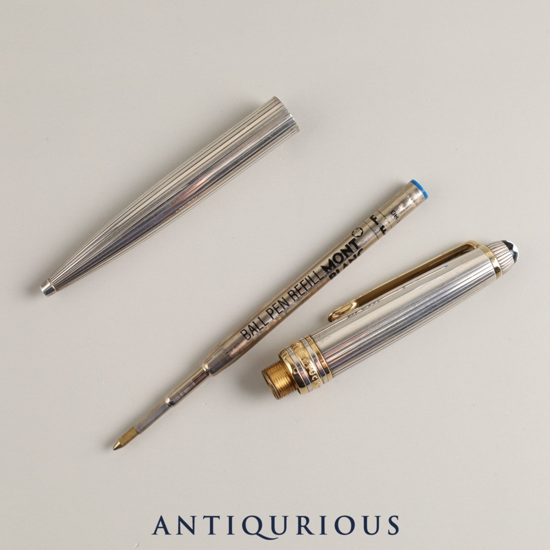 Montblanc Meisterstück Sterling Silver Ballpoint Pen with Montblanc Repair Details and Unused Genuine Refill