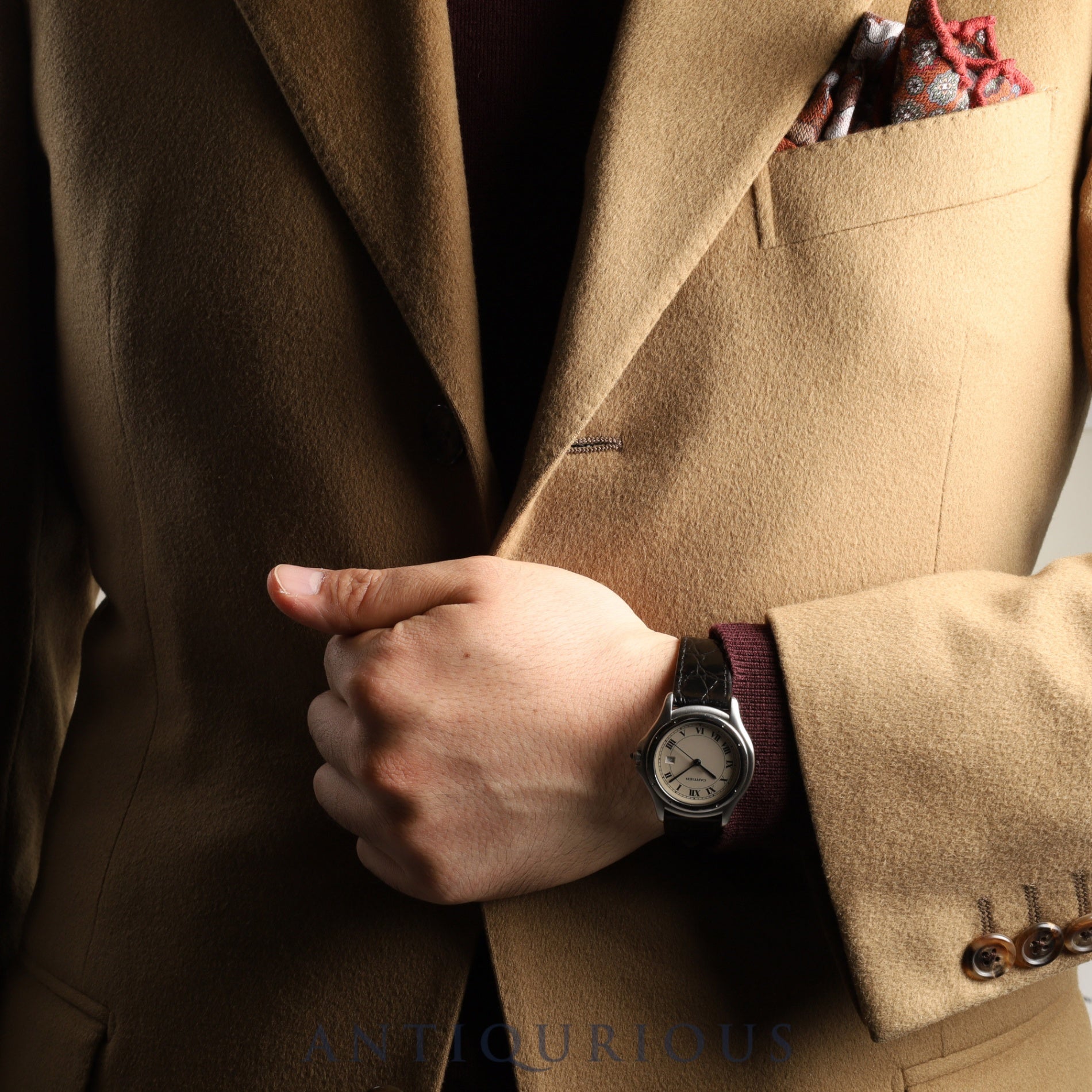 Cartier Panthere Cougar LM W35002F5 / 987904 Quartz SS Leather Genuine Buckle (SS) White Roman Dial Overhauled