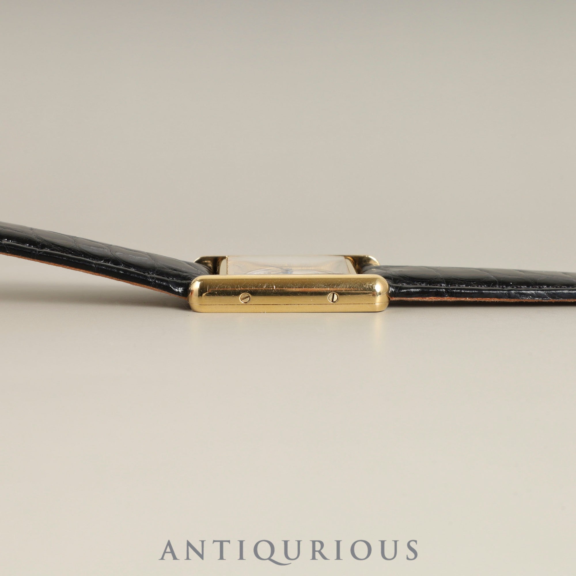 Cartier Must Tank SM 5057001 Quartz Cal.057 SV925 Leather Genuine D-buckle (GP) Opalan dial Box Overhauled