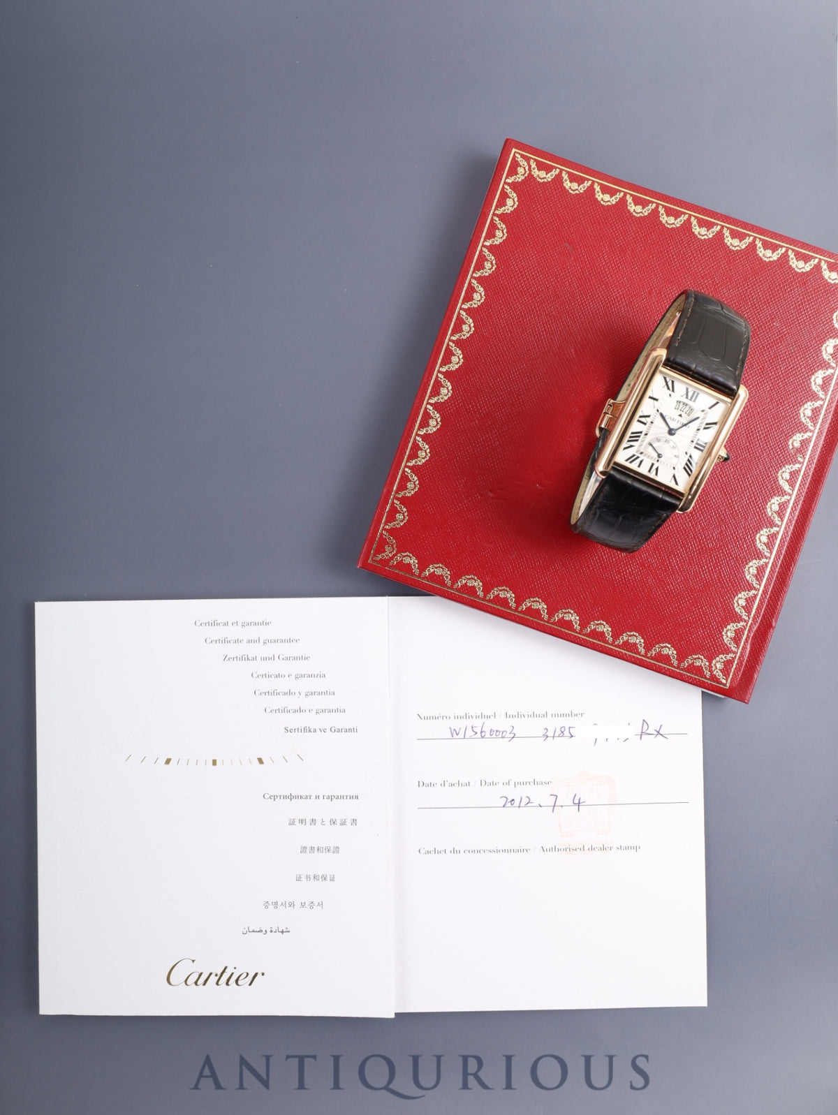 Cartier Tank Louis Cartier XL Manual Date W1560003/ 3185 Manual winding Cal.9753MC 750PG Original leather strap Original deployant buckle (750PG) Guilloché silver Roman dial (SWISS MADE) Warranty (2012) Overhauled