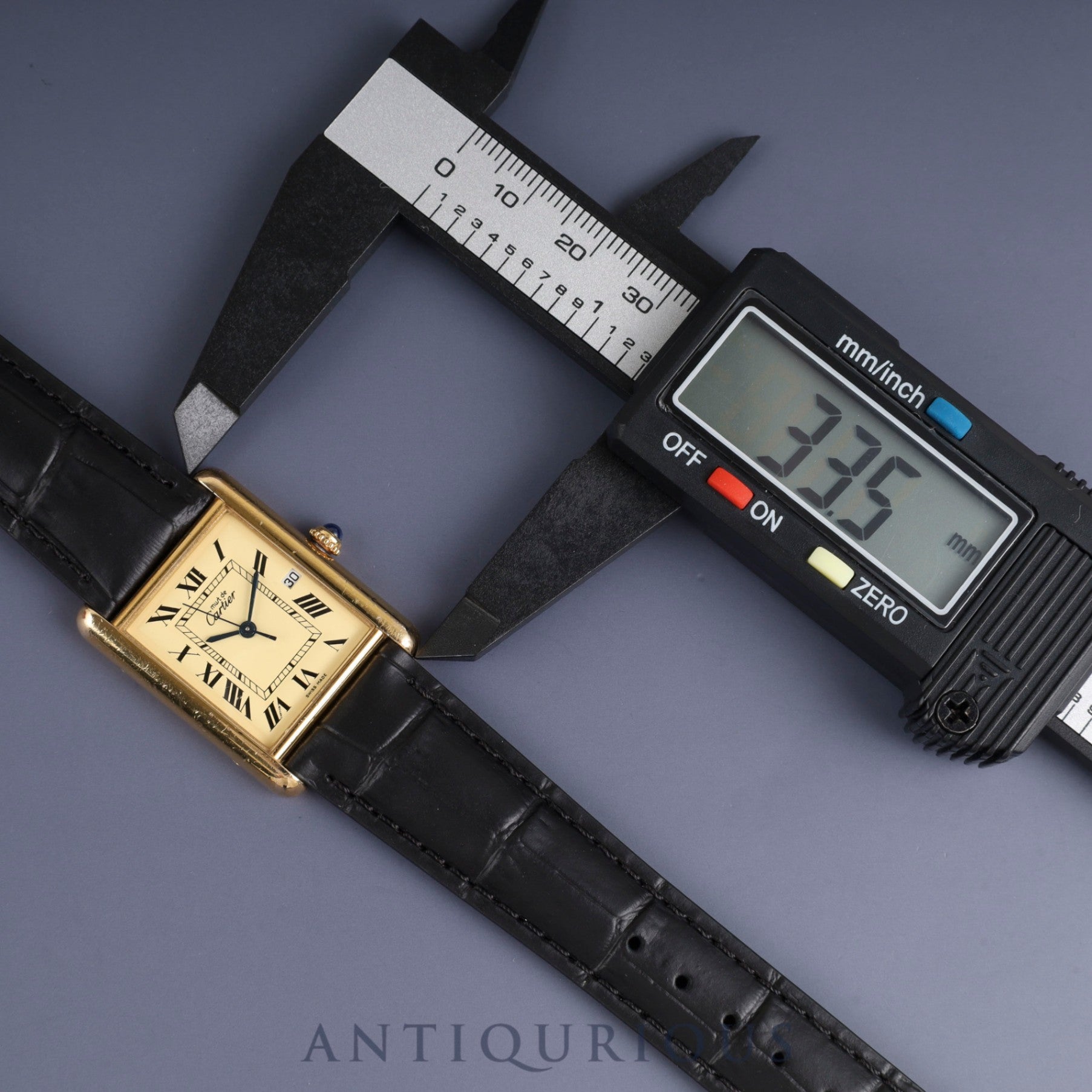 Cartier Must Tank GM (XL) W1017454 / 2413 Quartz Caliber 687 SV925 Leather Strap with Genuine GP Buckle Ivory Roman Dial Box Booklet Temporary Warranty (2002) Overhauled