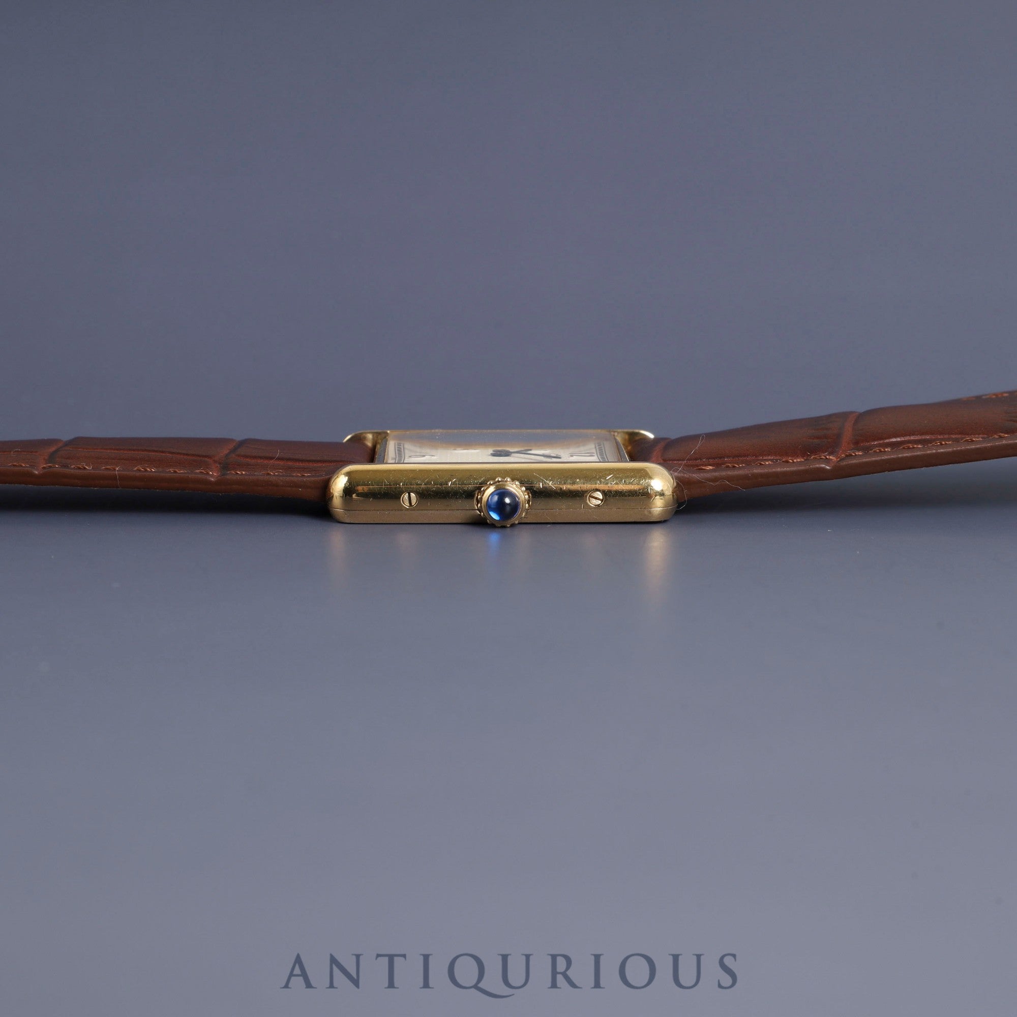 Cartier Must Tank LM 590005 Quartz Cal.90 SV925 Leather Genuine D Buckle (GP) Arabic CC Dial Overhauled