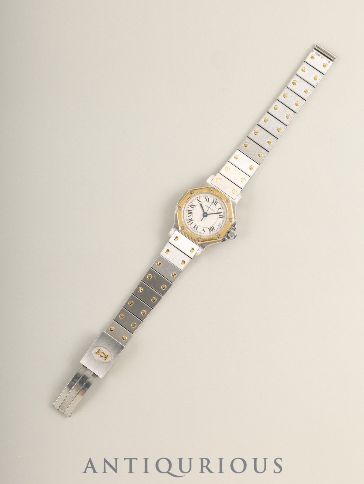 カルティエ サントス オクタゴン SM 187903 クォーツ Cal.87 SS/YG SS/YG アイボリーローマン文字盤 (SWISS 表記)箱 冊子 保証書(1990年)オーバーホール済み