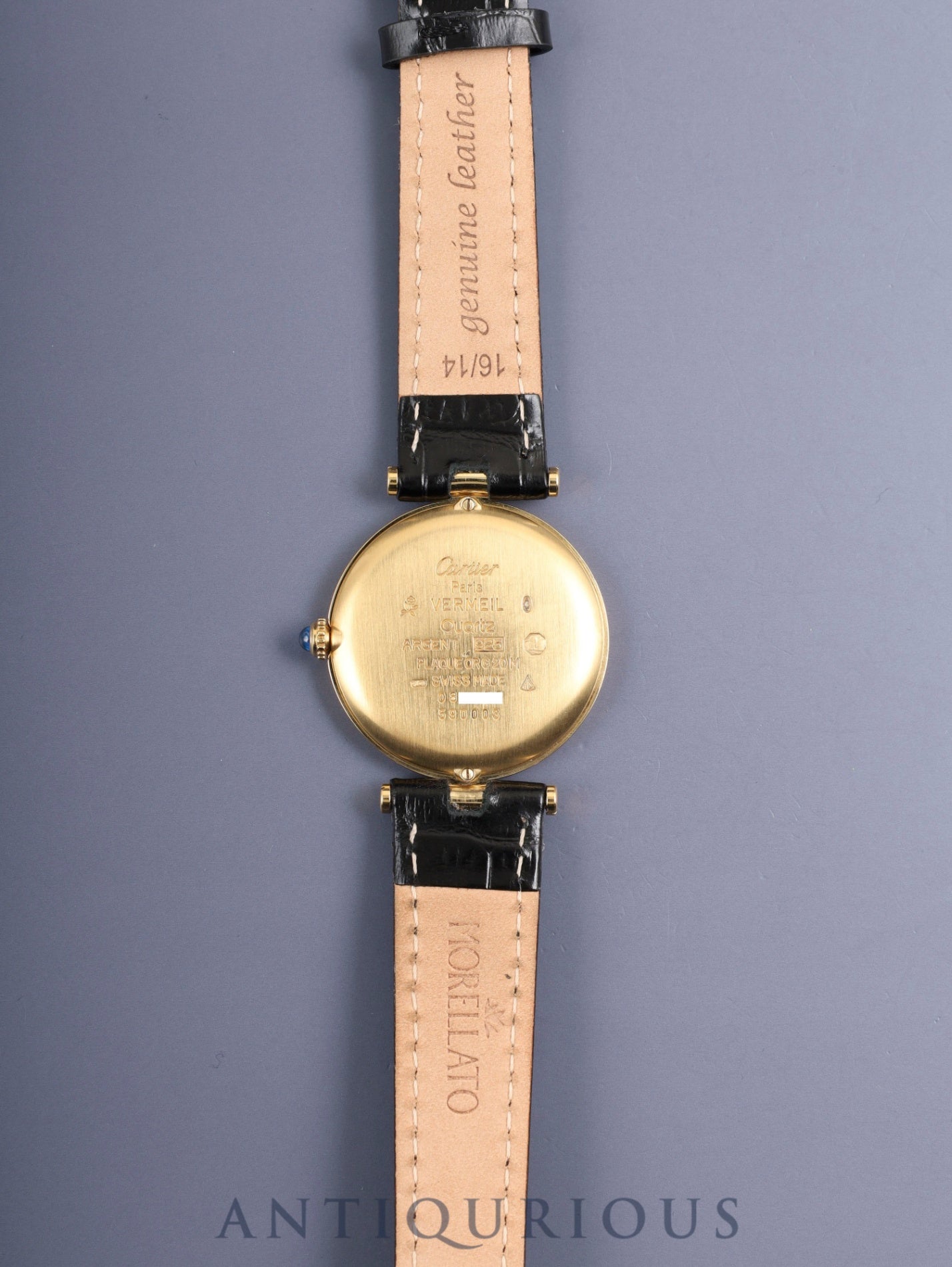 カルティエ マスト ヴァンドーム VLC LM W1001953 / 590003 クォーツ Cal.90 SV925 革 純正尾錠(GP) アイボリー4点ローマン文字盤 オーバーホール済み