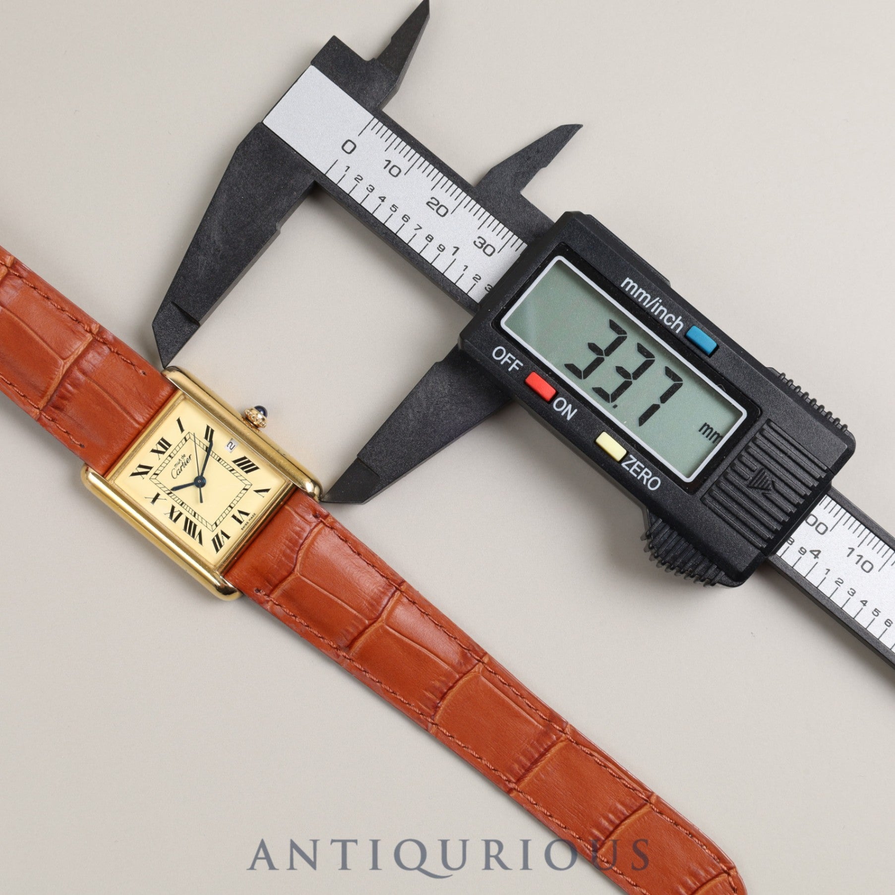Cartier Must Tank GM (XL) Date QZ SV925 Leather Genuine Buckle (GP) Ivory Dial Box Overhauled