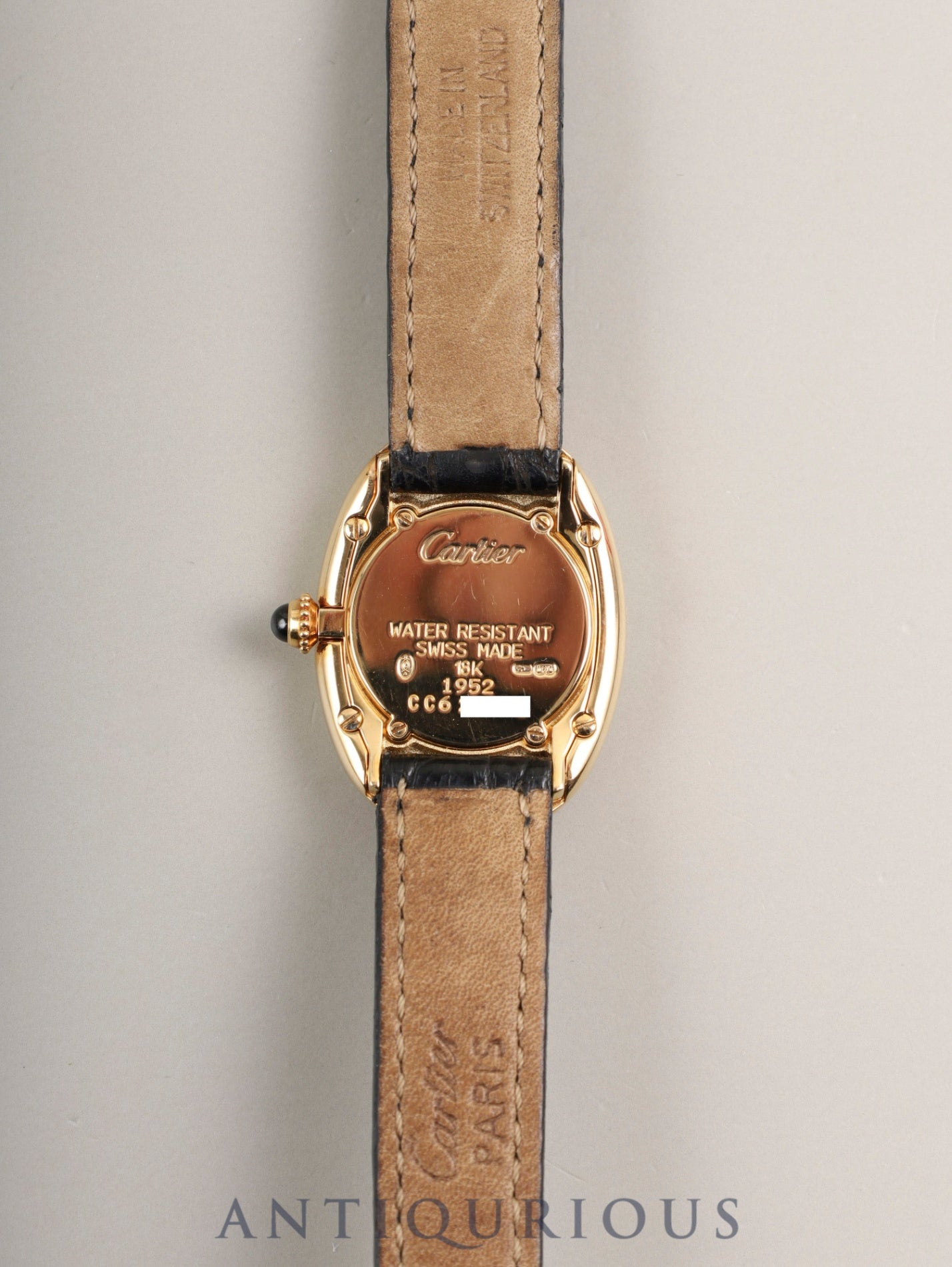 Cartier Baignoire SMW1506056 / 1952 Quartz Cal. 057 750YG Leather Genuine Pin Buckle (750YG) White Roman Dial Box Booklet Warranty (1995) Overhauled