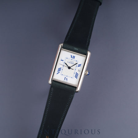 Cartier Must Tank GM (XL) 2414 Quartz Movement, SV925 Leather, Aftermarket Buckle (SS), White Roman Dial, Complete Serviced at a Cartier Boutique