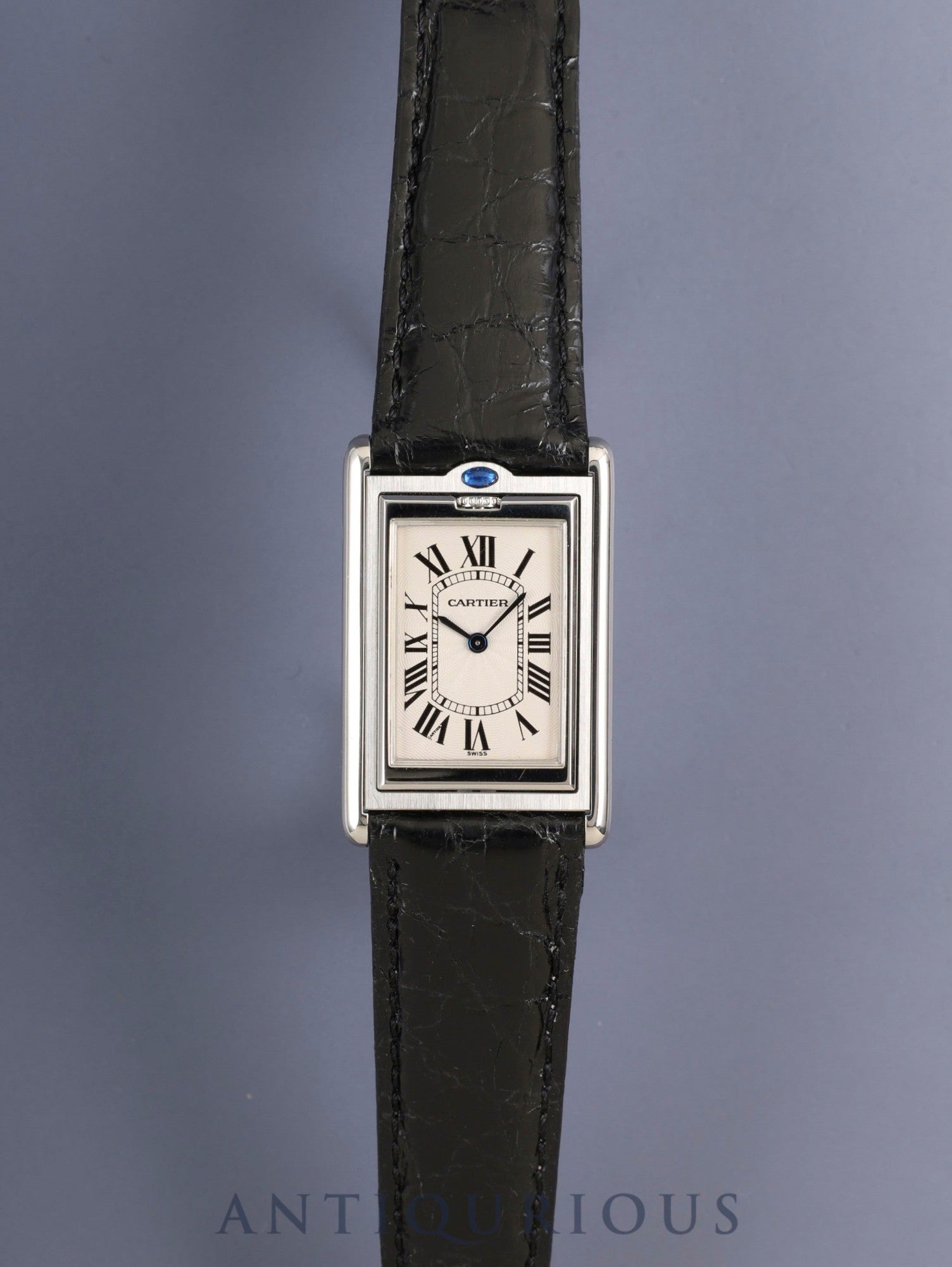 カルティエ タンク バスキュラント LM W1011358 / 2390 手巻き Cal.061 SS 革 純正ピンバックル(SS) ホワイトローマン文字盤 箱 保証書 オーバーホール済み