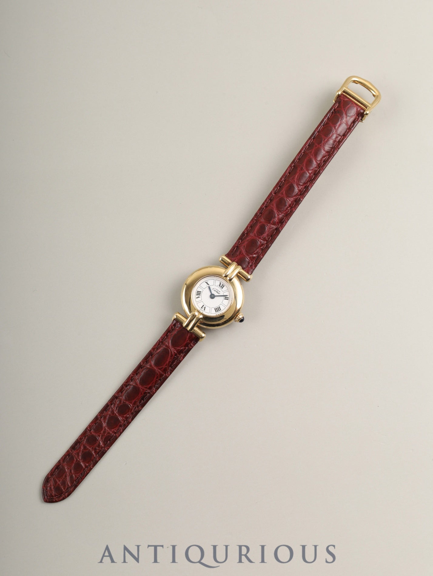 カルティエ マストコリゼ W1009954 / 1902 クォーツ Cal.90.06 SV925 革 純正Dバックル(GP) ホワイト飛びローマン文字盤 箱 冊子 保証書(1996年)オーバーホール済み