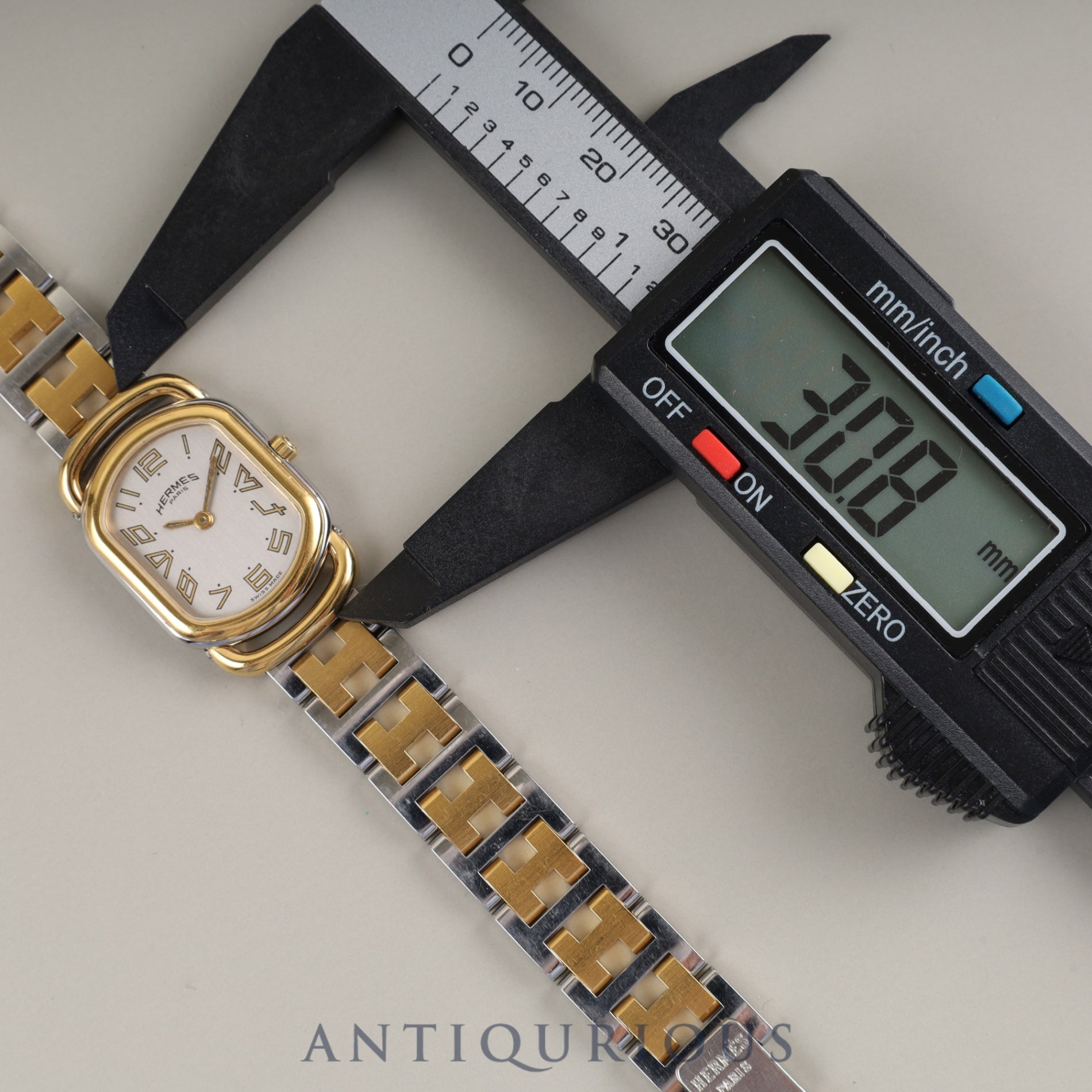 Hermes Rally 77.03 Quartz Cal.976.001 SS/GP SS/GP Gray Dial Overhauled