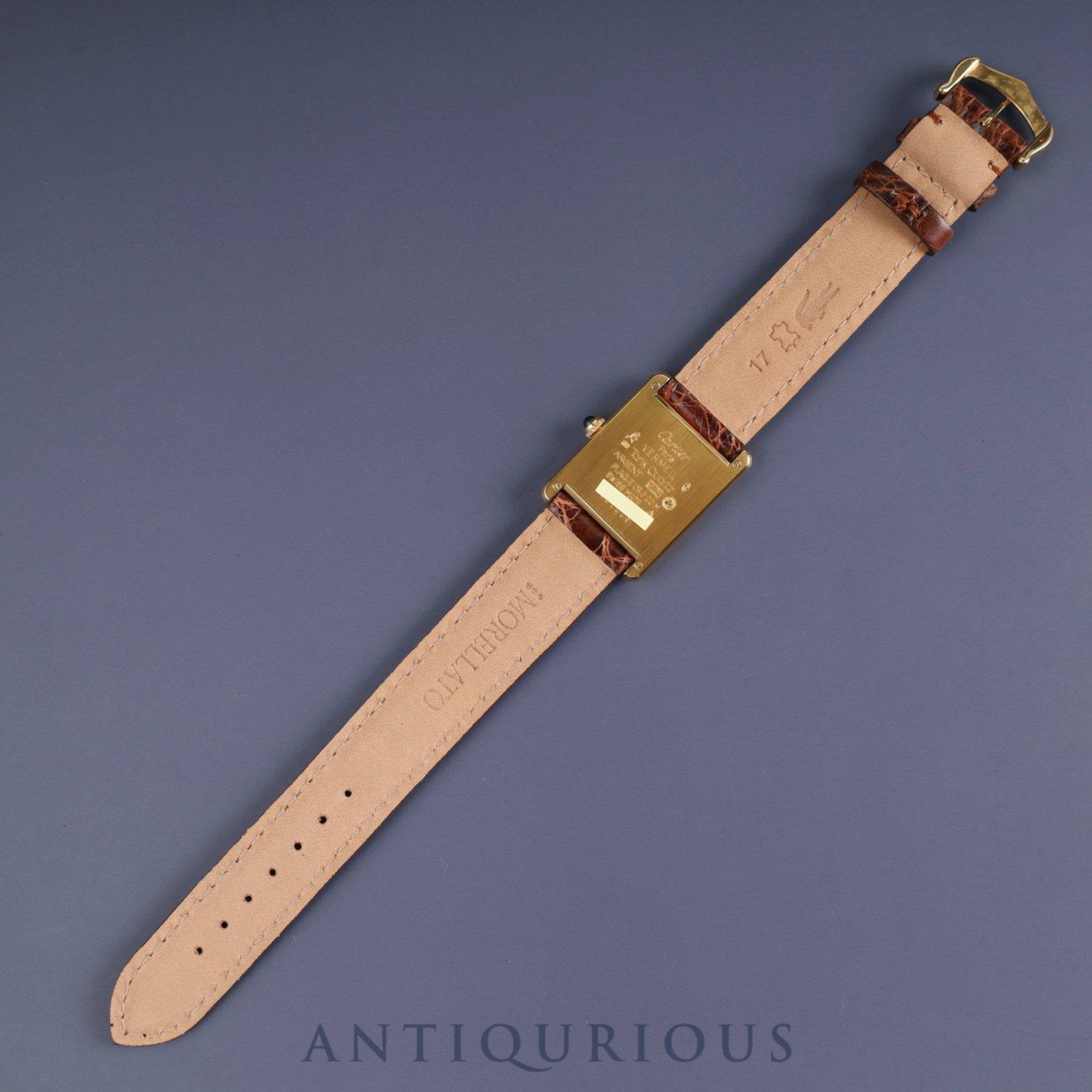 Cartier Must Tank LM 590005 Quartz SV925 Leather Genuine Buckle (GP) Opalan Dial Circa 1982-Circa 1995