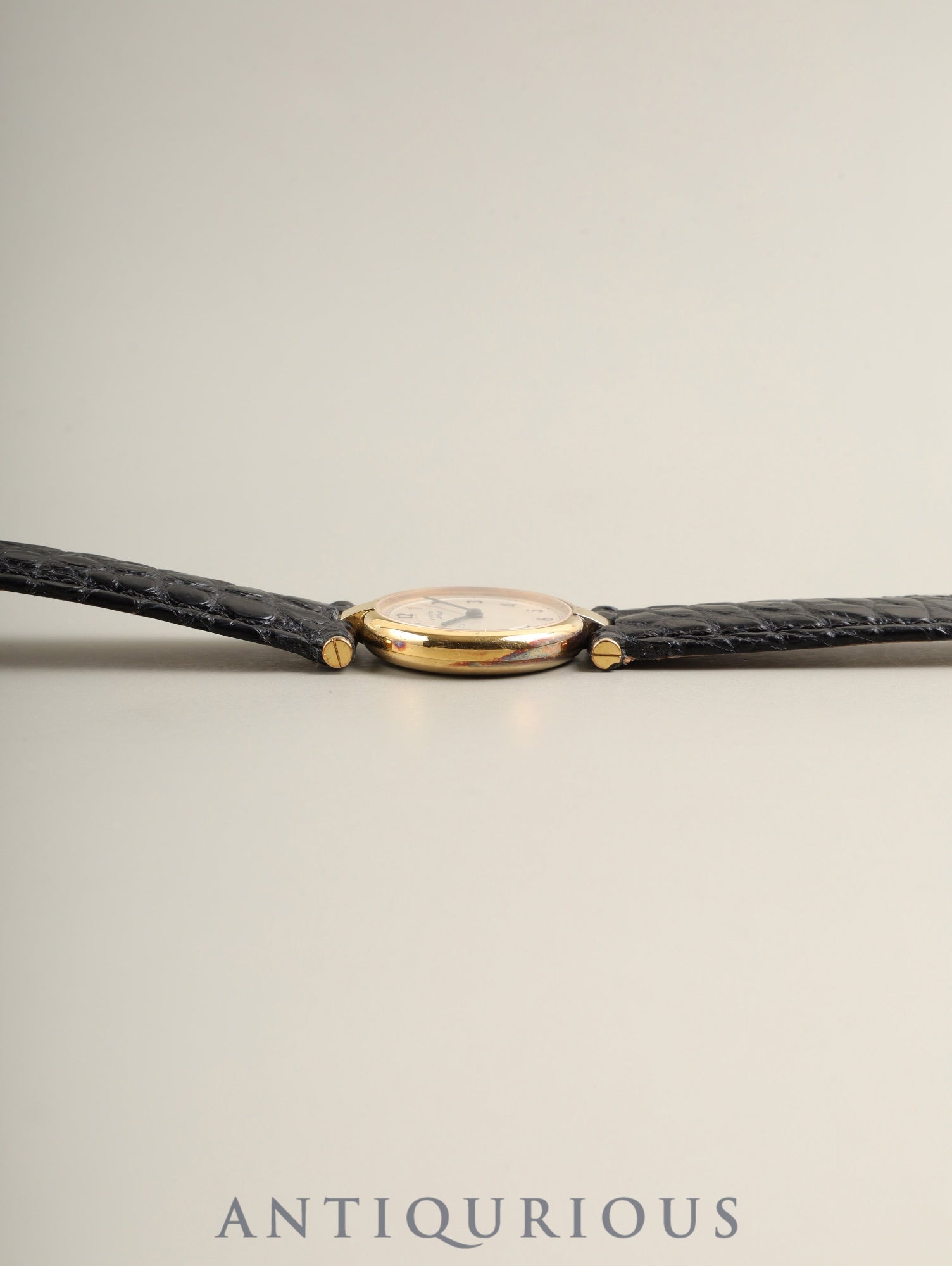 Cartier Must Vendome VLC SM 590004 Quartz Cal.90 SV925 Leather Genuine Deployant Buckle (GP) Arabic Dial (SWISS marking) Overhauled