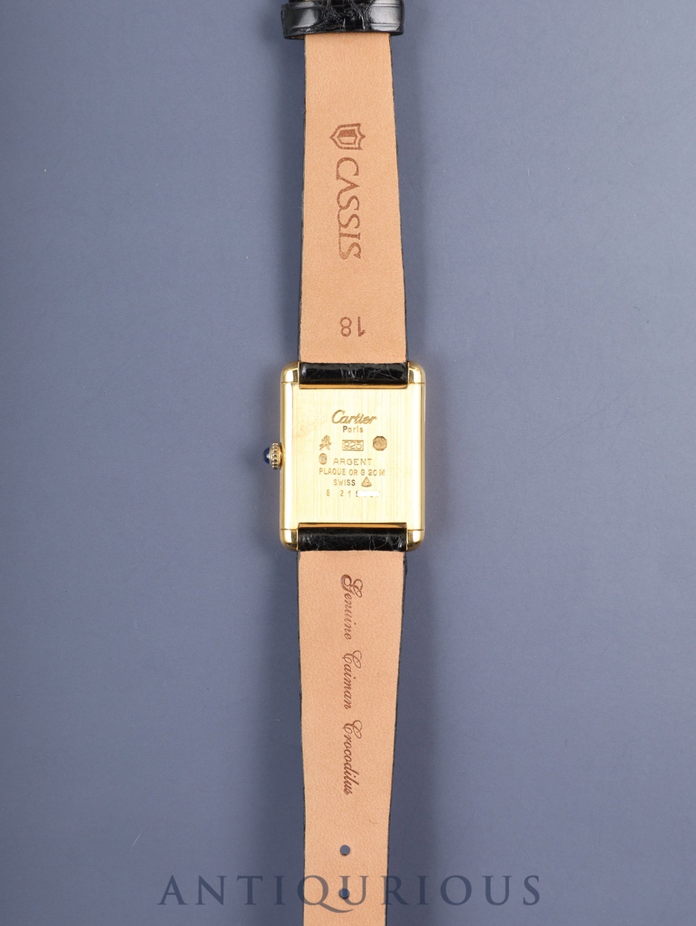 カルティエ マストタンク LM 手巻き SV925 革 純正尾錠(GP)オニキス文字盤(SWISS表記) オーバーホール済み 新品仕上げ済み