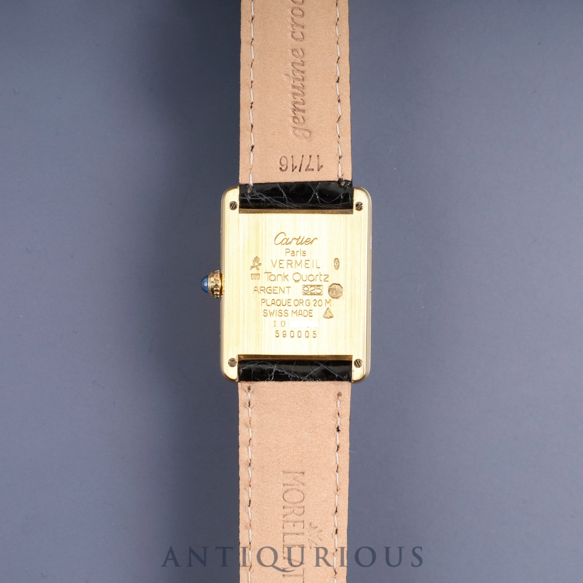 カルティエ マストタンク LM 590005 クォーツ Cal.90 SV925 革 純正尾錠(GP) アラビア文字盤 オーバーホール済み 新品仕上げ済み