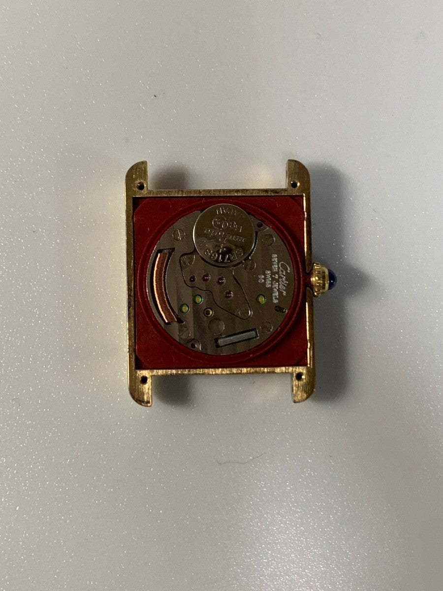 カルティエ マストタンク LM W1002754 / 1615 クォーツ SV925 革 純正ピンバックル(GP) アイボリーローマン文字盤(SWISS MADE表記)カルティエブティックにてコンプリートサービス(フルメンテナンス)済み