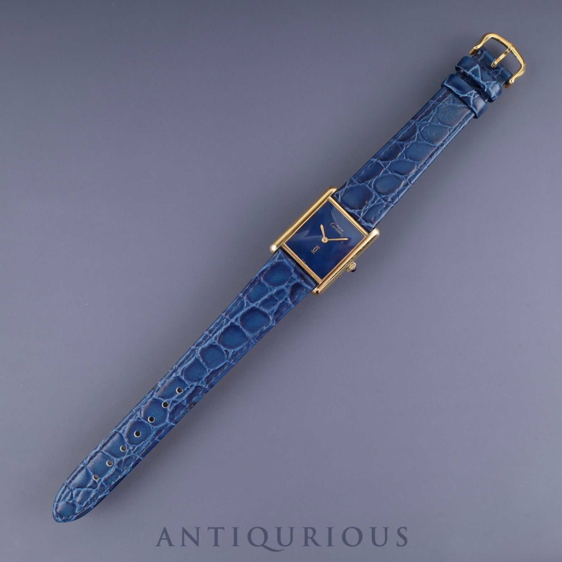 Cartier Must Tank LM Manual winding Cal.78-1 SV925 Leather Genuine buckle (GP) Lapis lazuli dial Overhauled