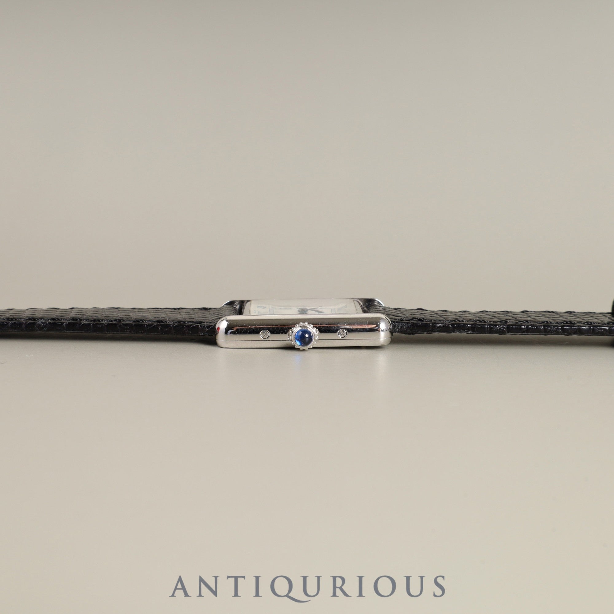 Cartier Must Tank SM 6057002 Quartz Cal.057 SV925 Leather Genuine Buckle (SS) White Roman Dial Box Overhauled