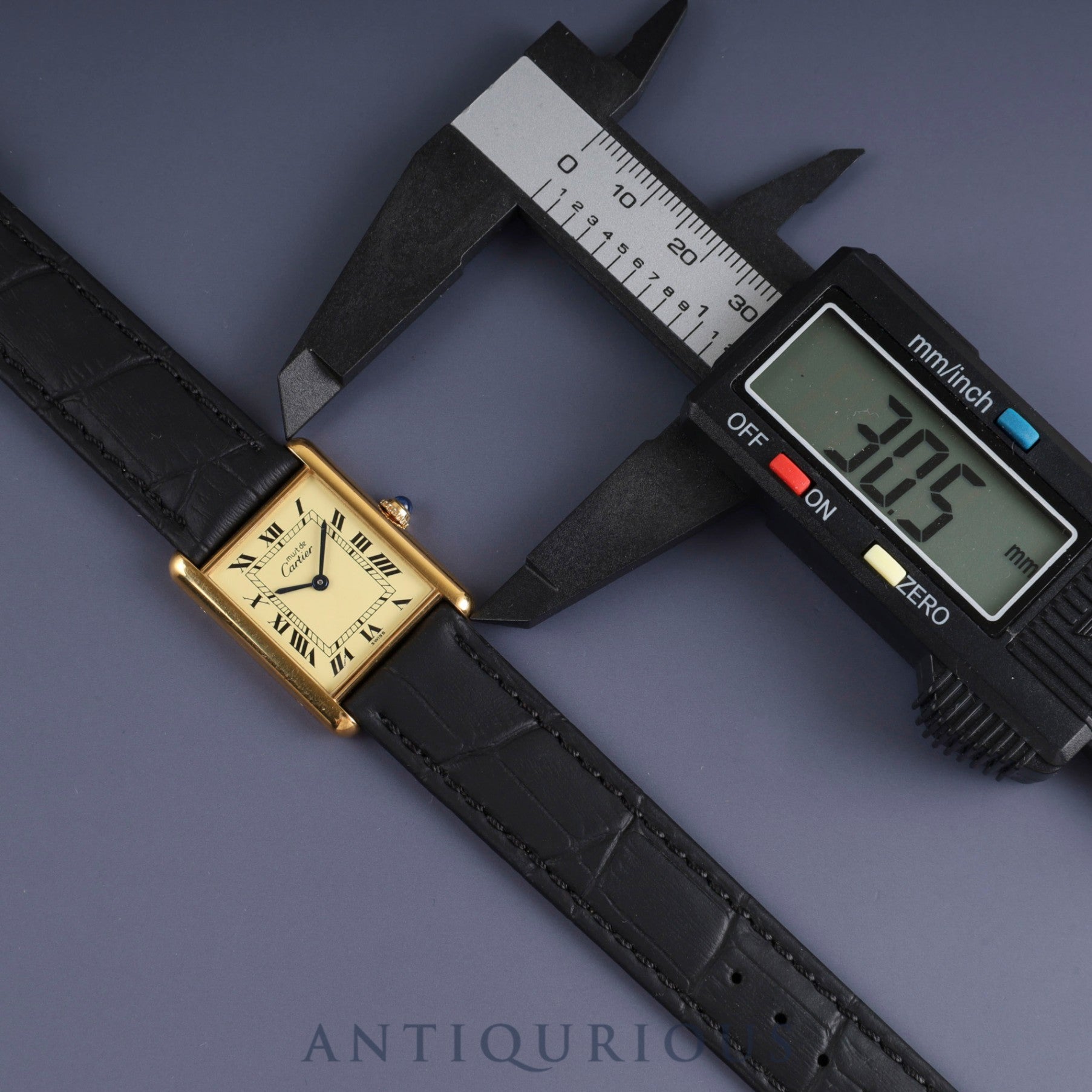 Cartier Must Tank LM 590005 Quartz SV925 Leather Genuine Buckle (GP) Ivory Roman Dial Overhauled