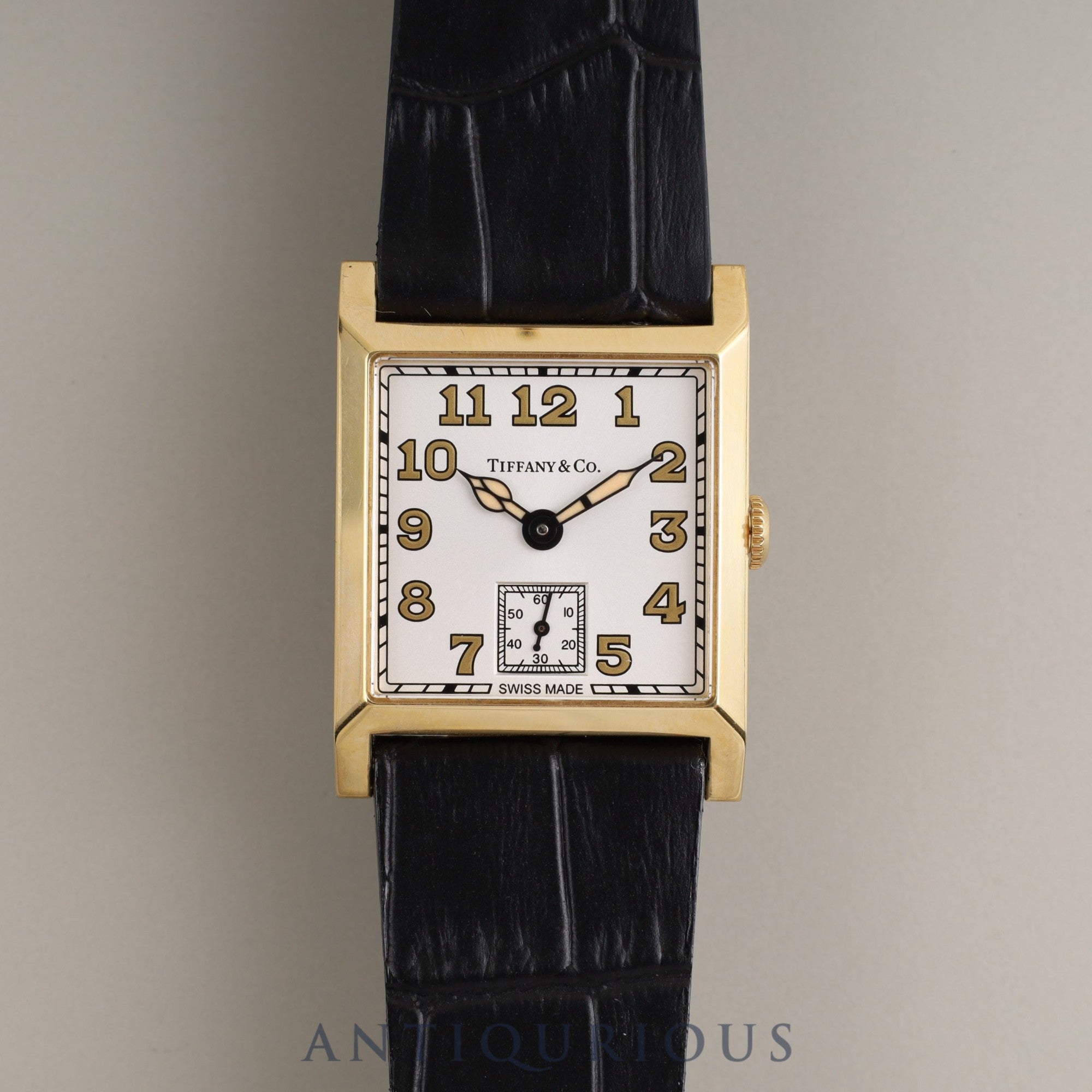 ティファニー スクエア 180TH ANNIVERSARY MODEL 限定180本 手巻き Cal.1200 YG 革 純正尾錠(750)シルバー文字盤