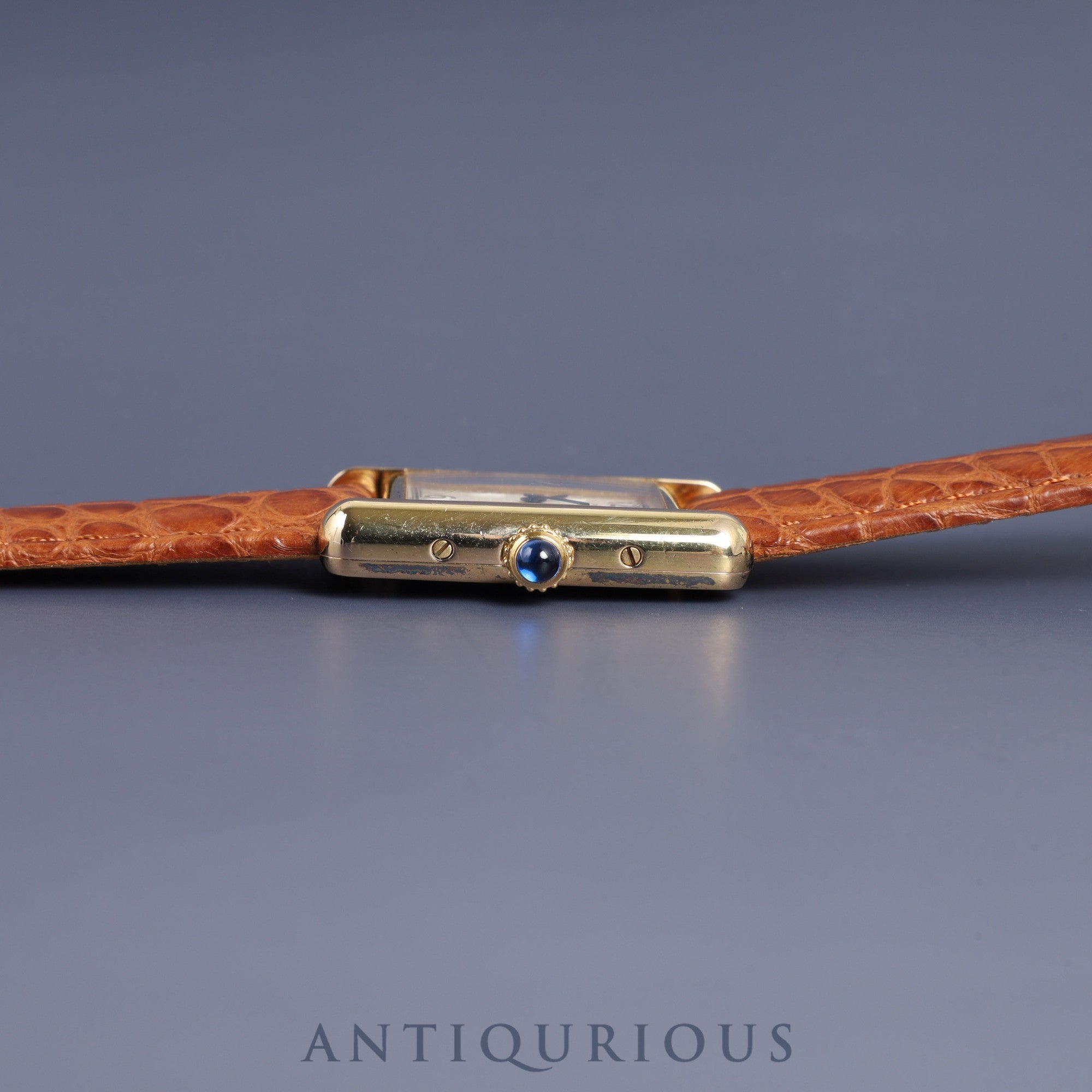 Cartier Must Tank SM W1008354 / 1613 Quartz Cal.057 SV925 Leather Genuine D Buckle (GP) Flying Arabic CC Dial Overhauled