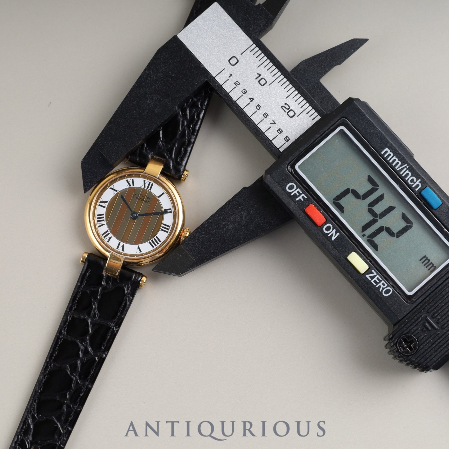 カルティエ マスト ヴァンドーム VLC SM 590004 クォーツ Cal.90 SV925 革 純正尾錠(GP) フロントトリニティ文字盤 箱 タグ 冊子 保証書(1990年) オーバーホール済み