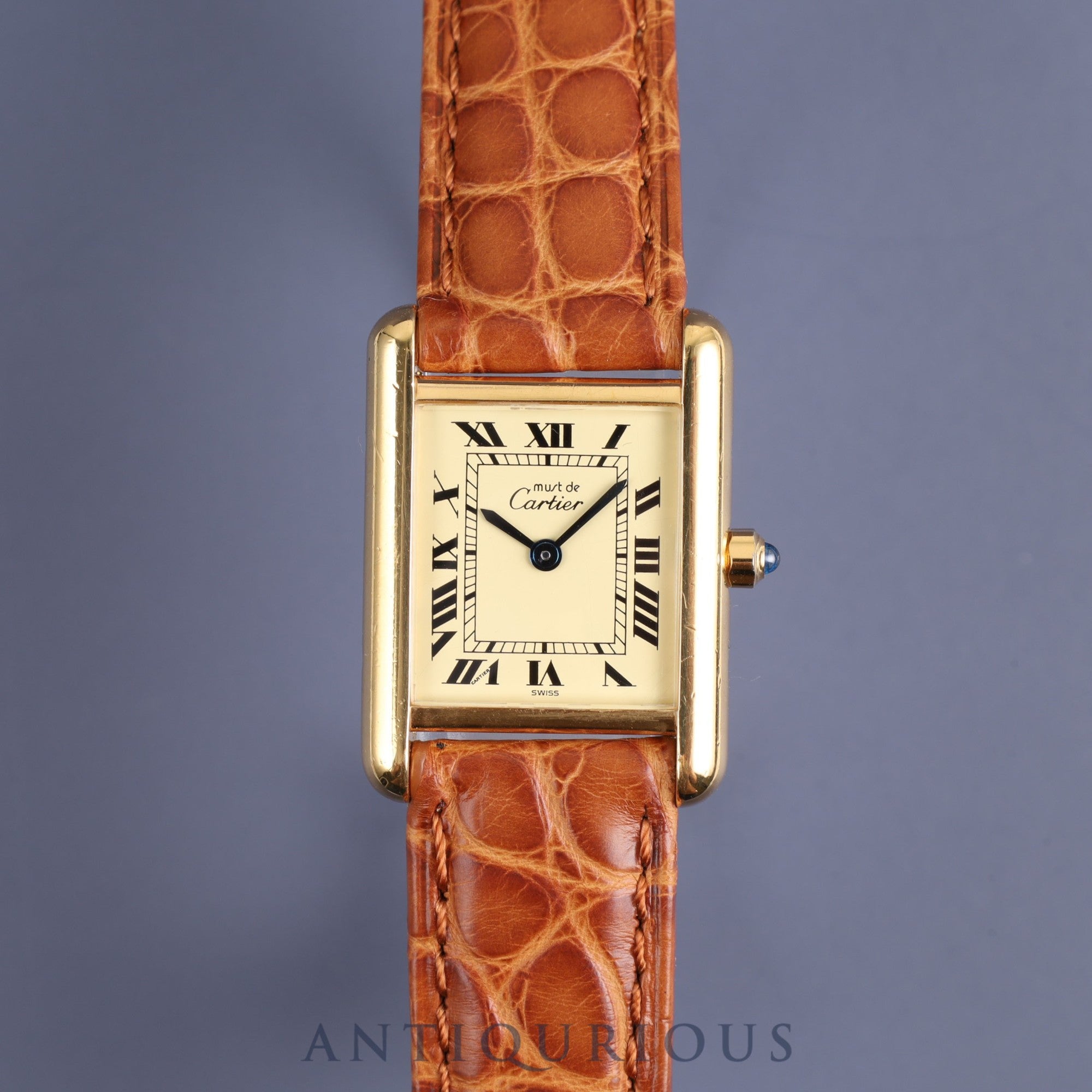 カルティエ マストタンク SM 3 66001 クォーツ Cal.157 925 革 純正尾錠(GP)アイボリーローマン文字盤 オーバーホール済み 新品仕上げ済み