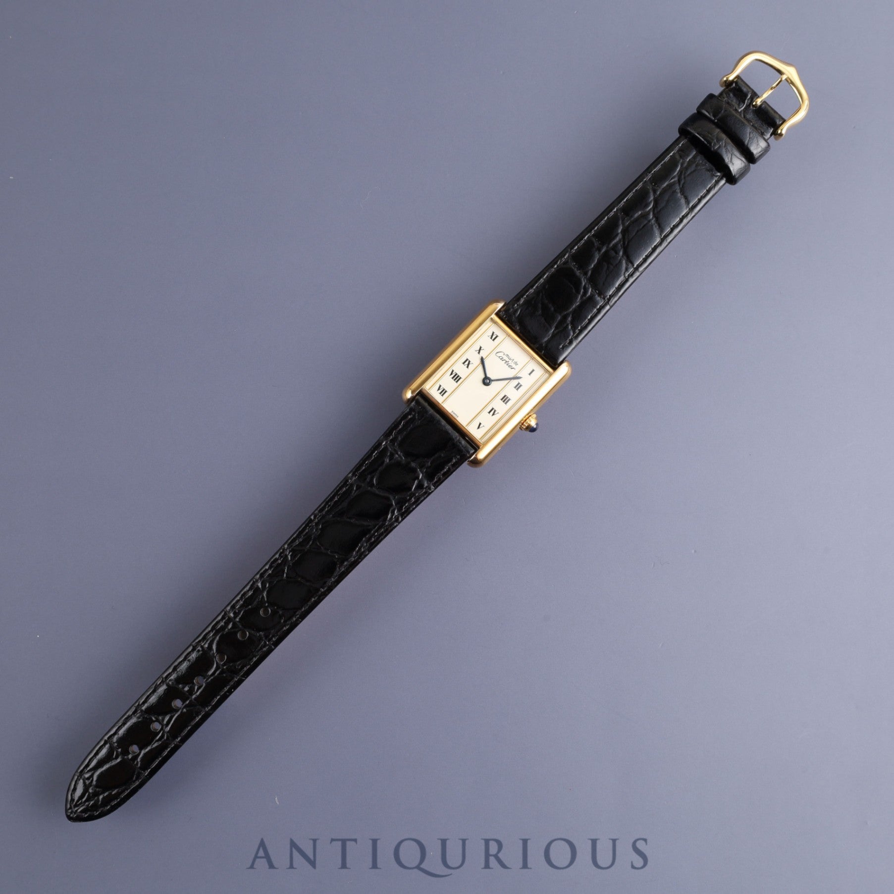 カルティエ マストタンク LM 590005 クォーツ Cal.90 SV925 革 純正尾錠(GP) ストレートローマン文字盤 オーバーホール済み