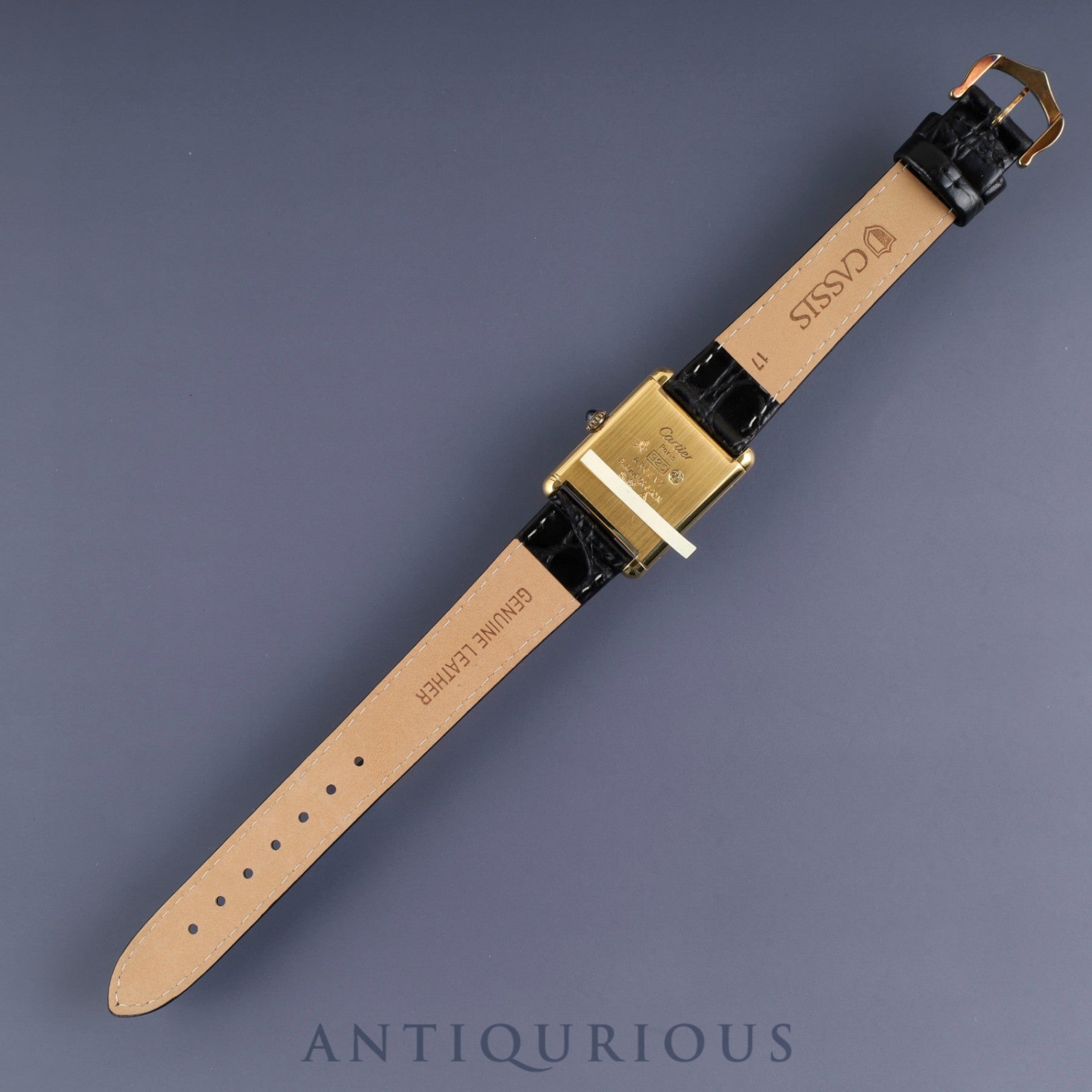 カルティエ マストタンク LM 手巻き Cal.78-1 SV925 革 純正尾錠(GP) オニキス文字盤 オーバーホール済み 新品仕上げ済み