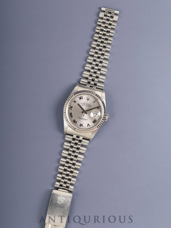 ロレックス デイトジャスト 16234 自動巻き Cal.3135 SS/WG SS シルバーローマン K番(2001年)箱 保証書(2003年)冊子 タグ オーバーホール済み