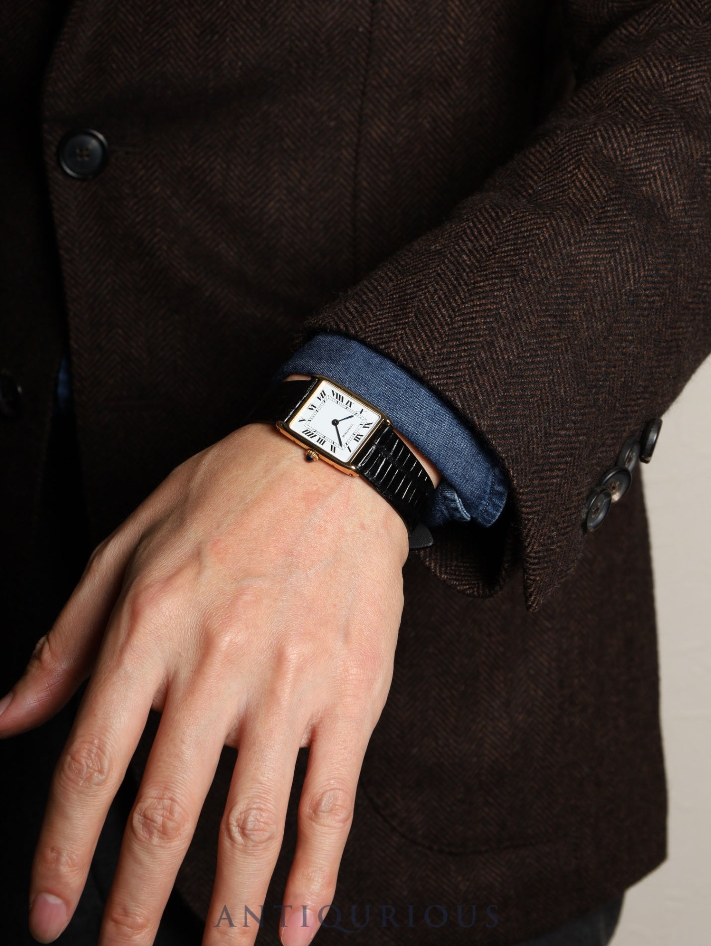 カルティエ タンク アロンディ タンク エリプス LM 81722553 / 96041 手巻き Cal.21(フレデリック・ピゲ)750YG 革 純正ピンバックル(GP) ホワイトローマン文字盤(PARIS表記) 国際永久保証書(1983年) オーバーホール済み