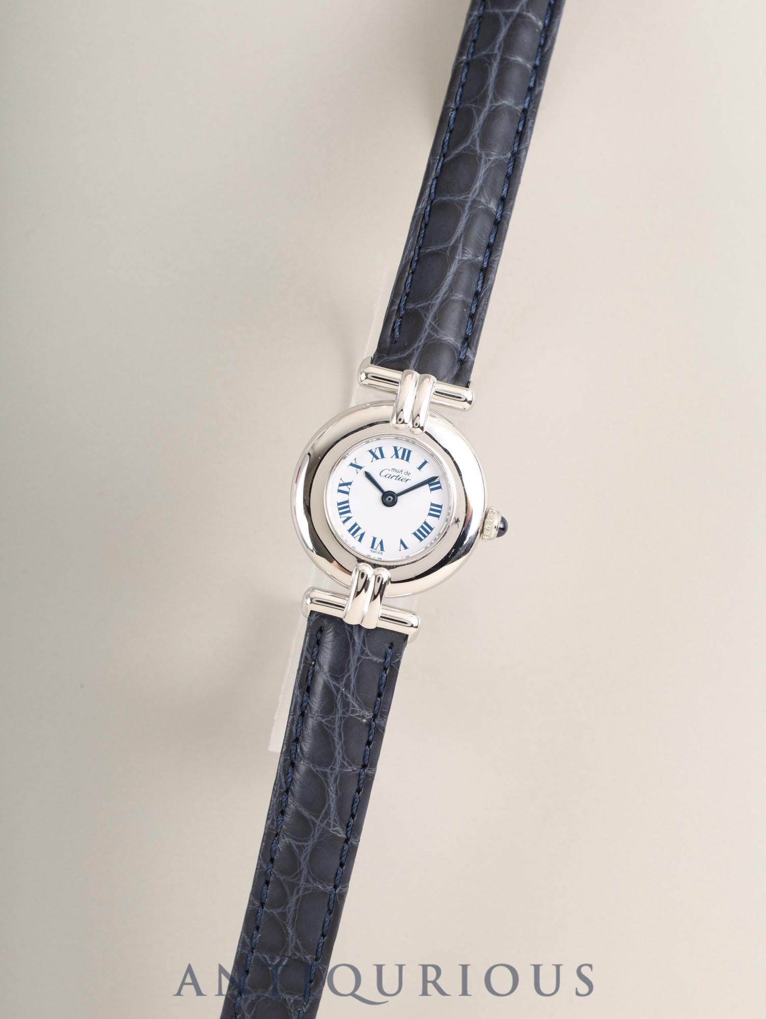 カルティエ マストコリゼ W1001665 / 690002 クォーツ Cal.90.06 SV925 革 純正Dバックル(SS) ホワイトローマン文字盤 箱 冊子 保証書(個人名記載あり)オーバーホール済み