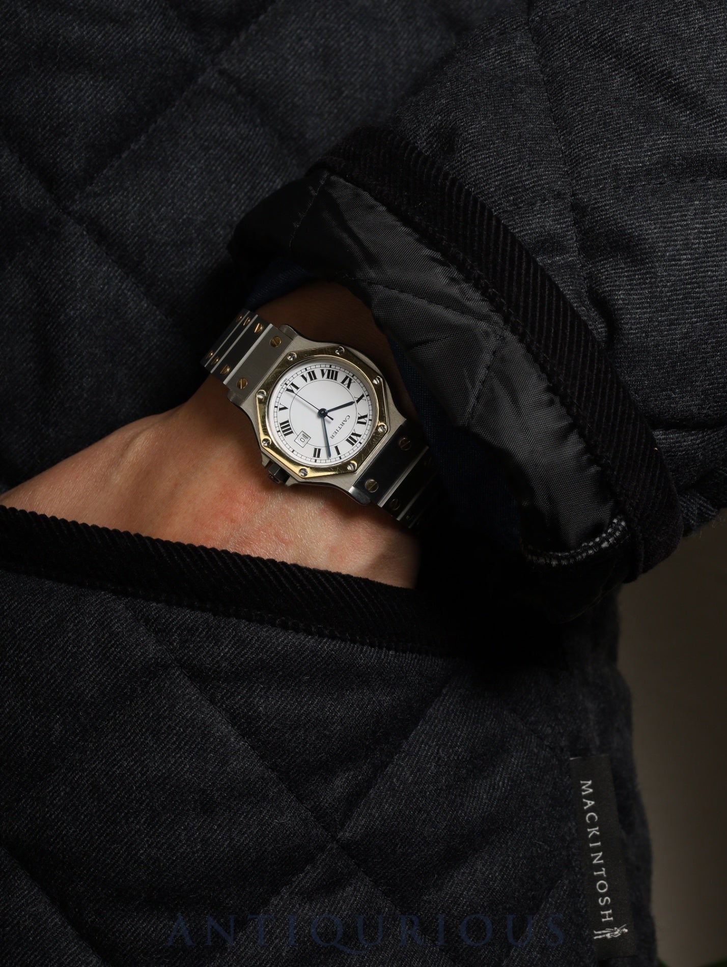 カルティエ サントス オクタゴン LM 2966 自動巻き Cal.077 SS/YG SS/YG ホワイトローマン文字盤 冊子 オーバーホール済み