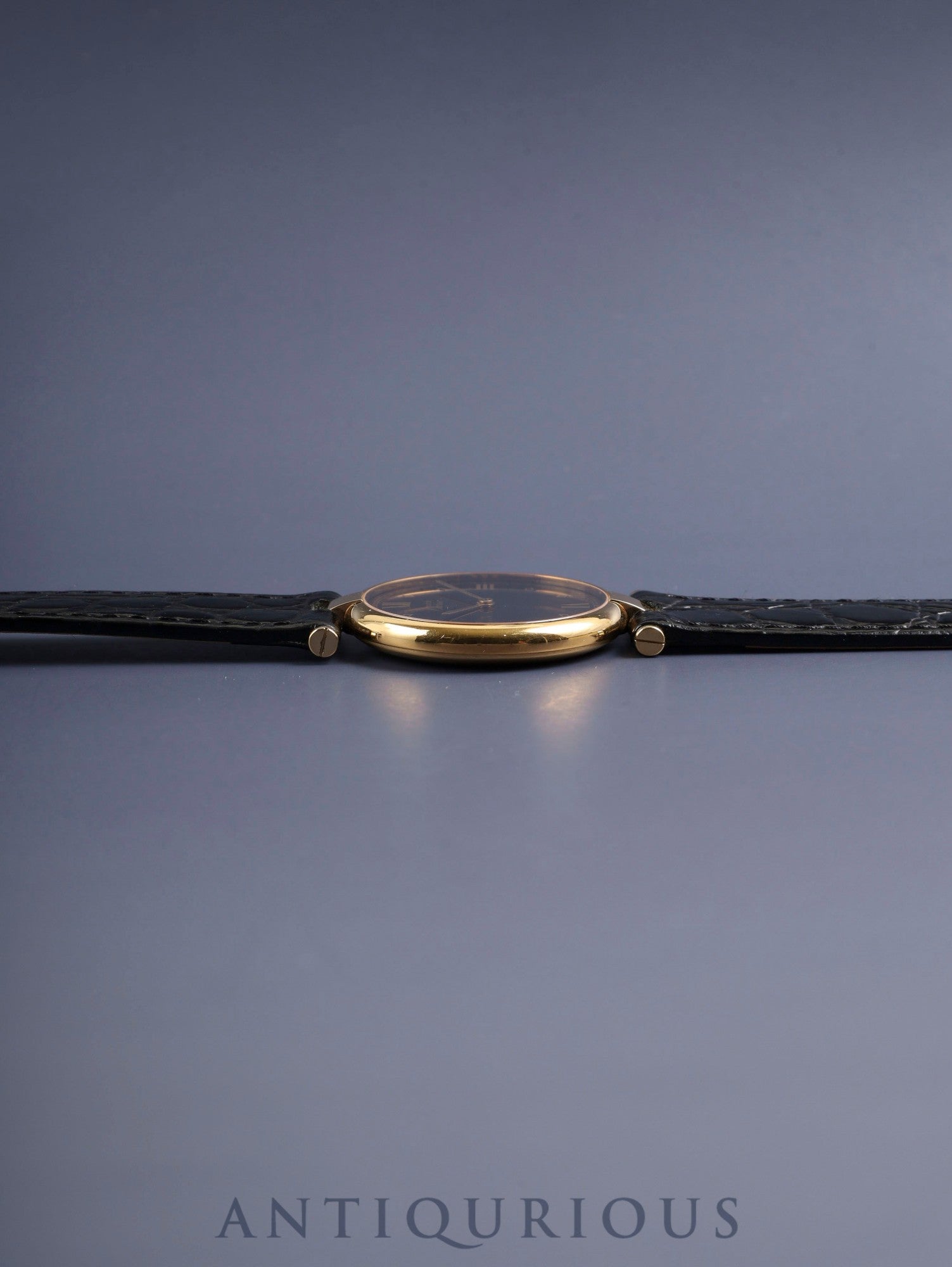 カルティエ マスト ヴァンドーム VLC LM 590003 クォーツ Cal.90 SV925 革 純正尾錠(GP) ブラック飛びローマン文字盤 オーバーホール済み